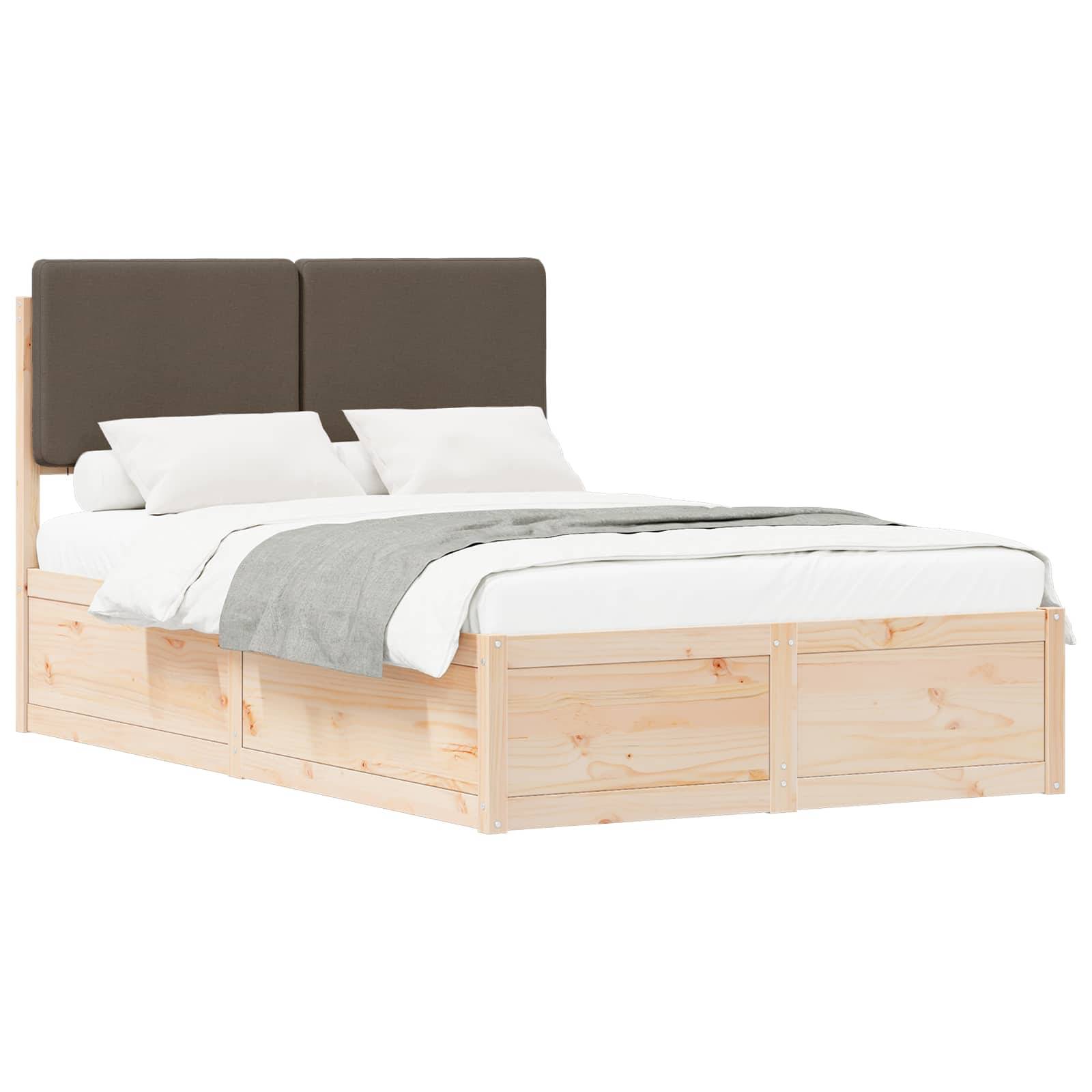 vidaXL Bettgestell mit gepolstertem Kopfteil Taupe 120 x 200 cm