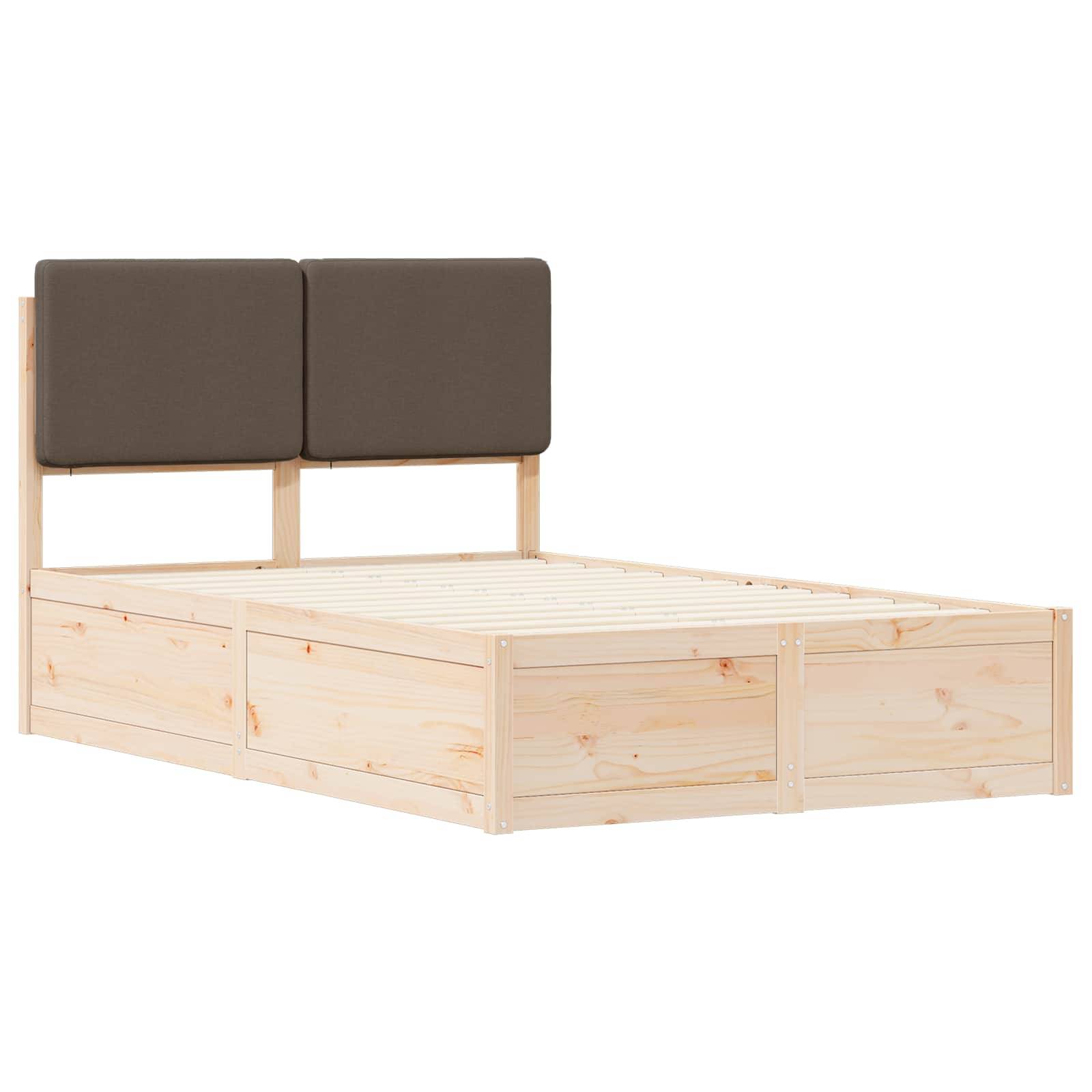 vidaXL Bettgestell mit gepolstertem Kopfteil Taupe 120 x 200 cm