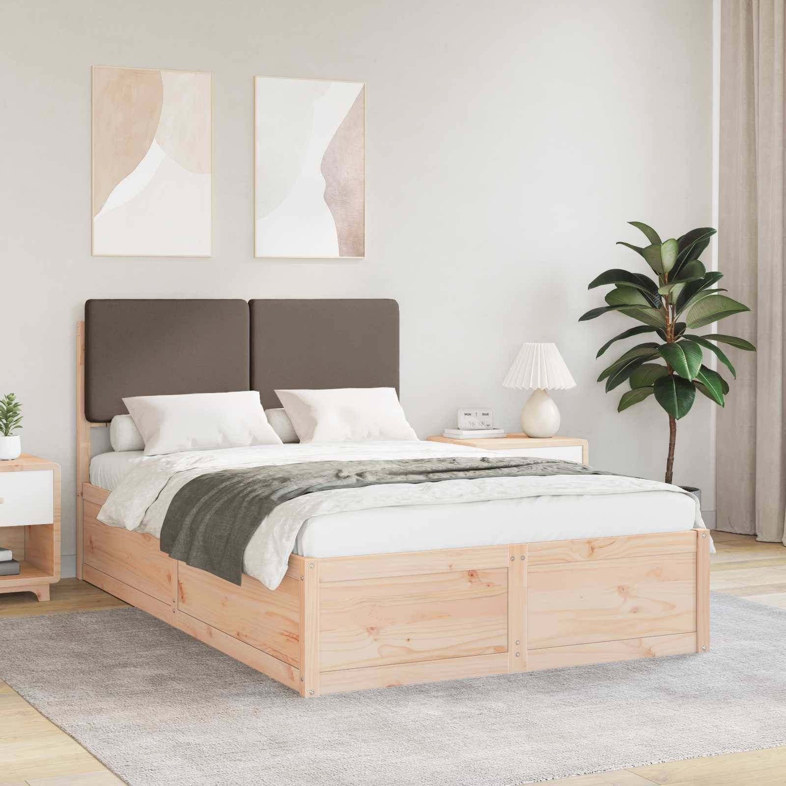 vidaXL Bettgestell mit gepolstertem Kopfteil Taupe 120 x 200 cm