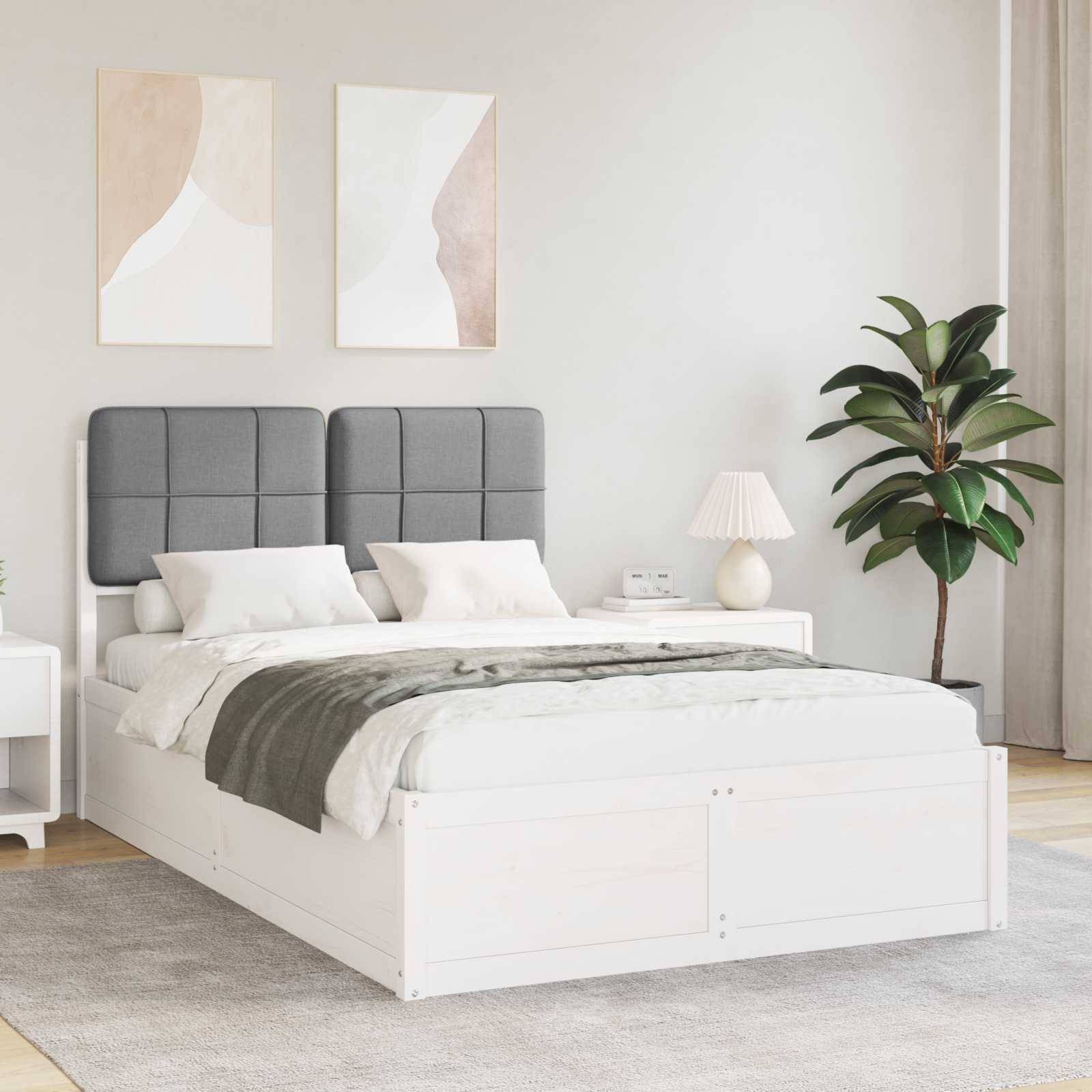 vidaXL Bettgestell mit gepolstertem Kopfteil Hellgrau 120 x 190 cm