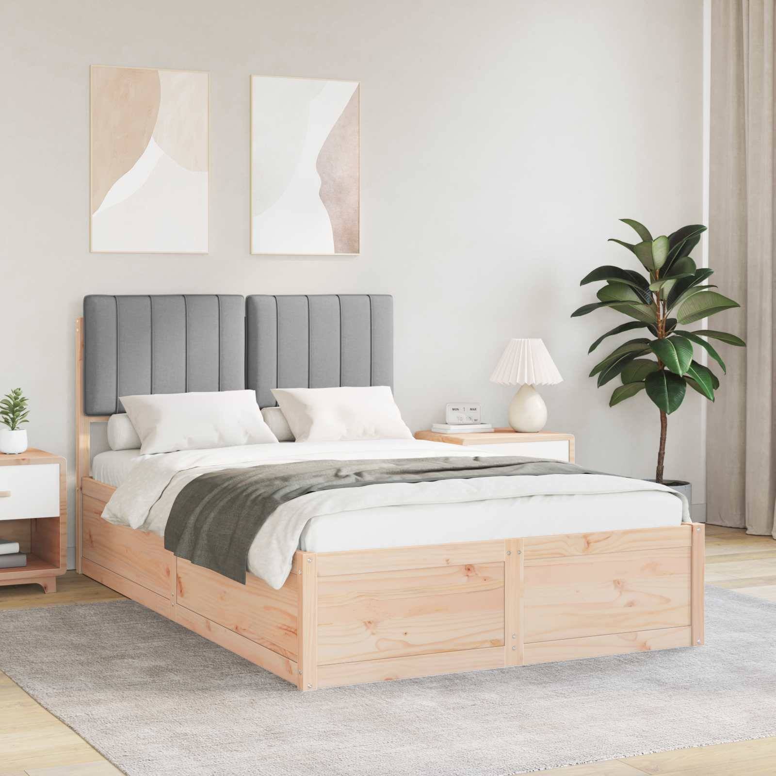 vidaXL Bettgestell mit gepolstertem Kopfteil Hellgrau 120 x 190 cm