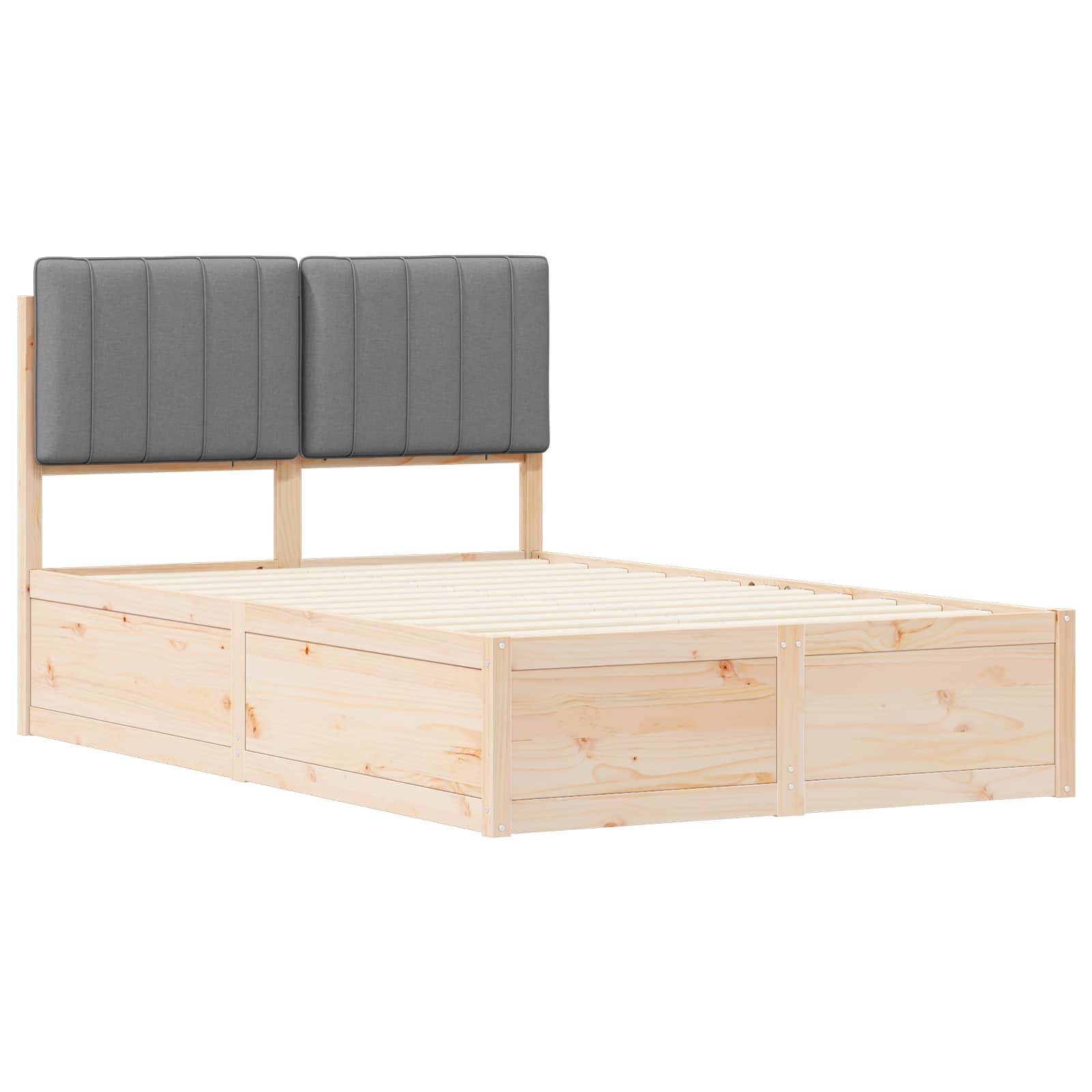 vidaXL Bettgestell mit gepolstertem Kopfteil Hellgrau 120 x 190 cm