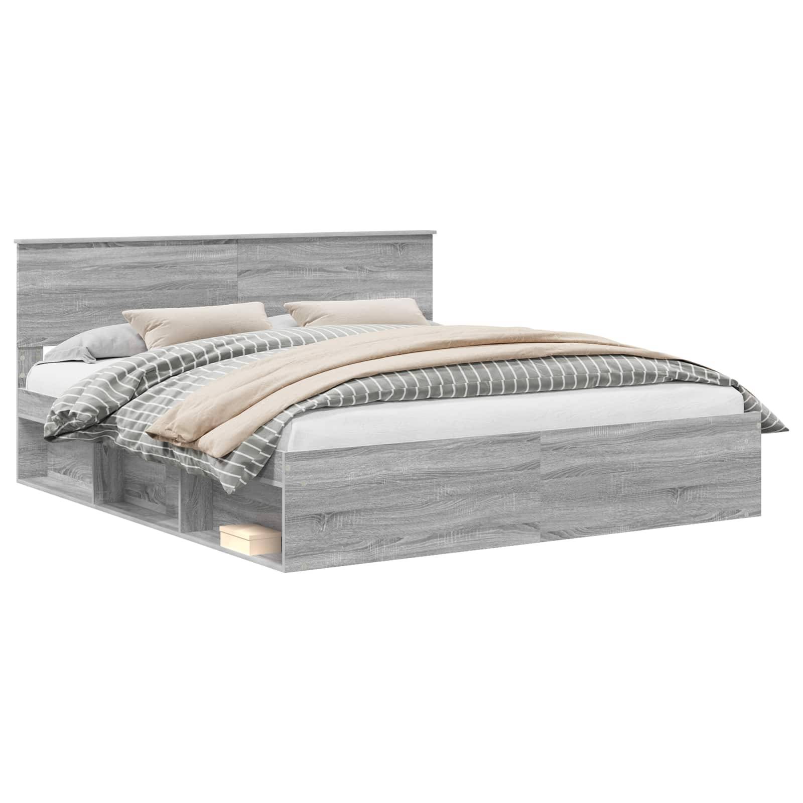 vidaXL Bettrahmen Graues Sonoma 180 x 200 cm Holzwerkstoff
