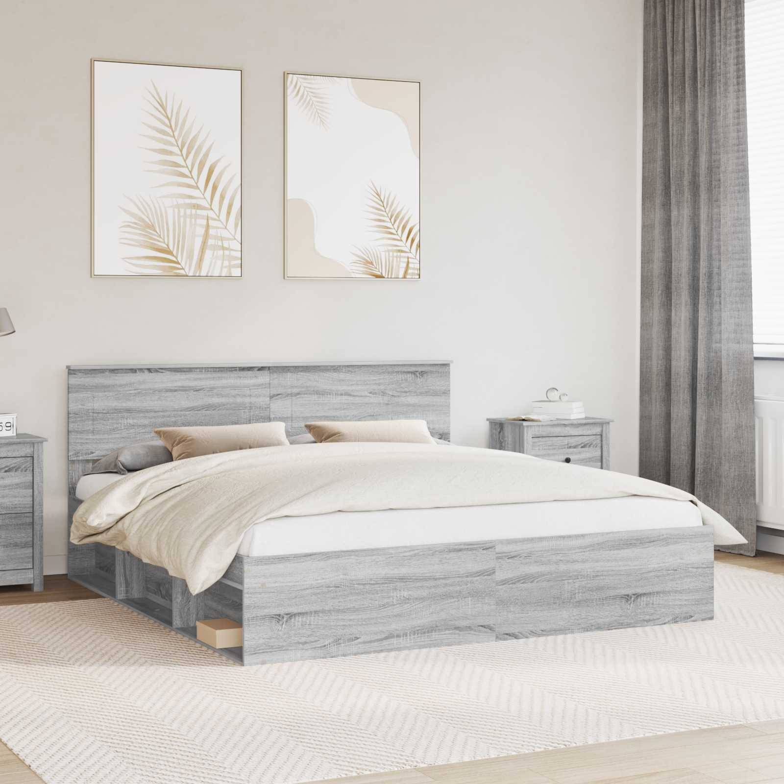 vidaXL Bettrahmen Graues Sonoma 180 x 200 cm Holzwerkstoff