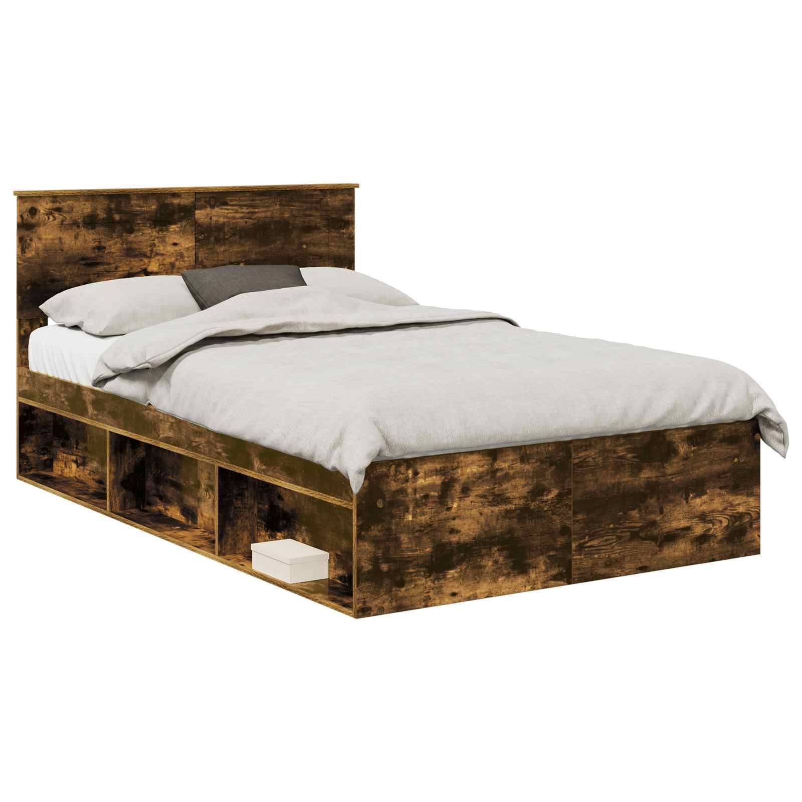 vidaXL Bettrahmen Geräucherte Eiche 120 x 190 cm Holzwerkstoff
