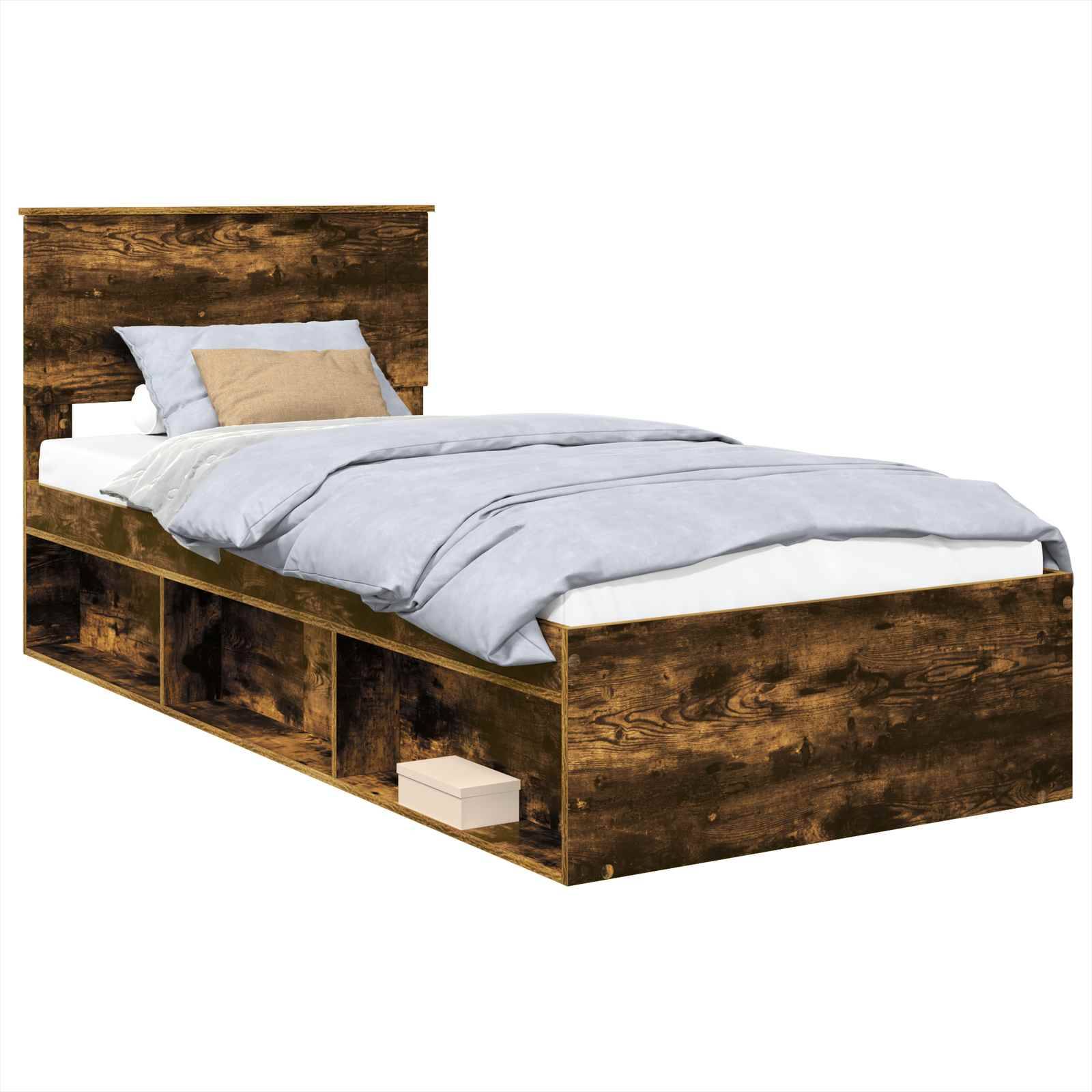 vidaXL Bettrahmen Geräucherte Eiche 75 x 190 cm Holzwerkstoff