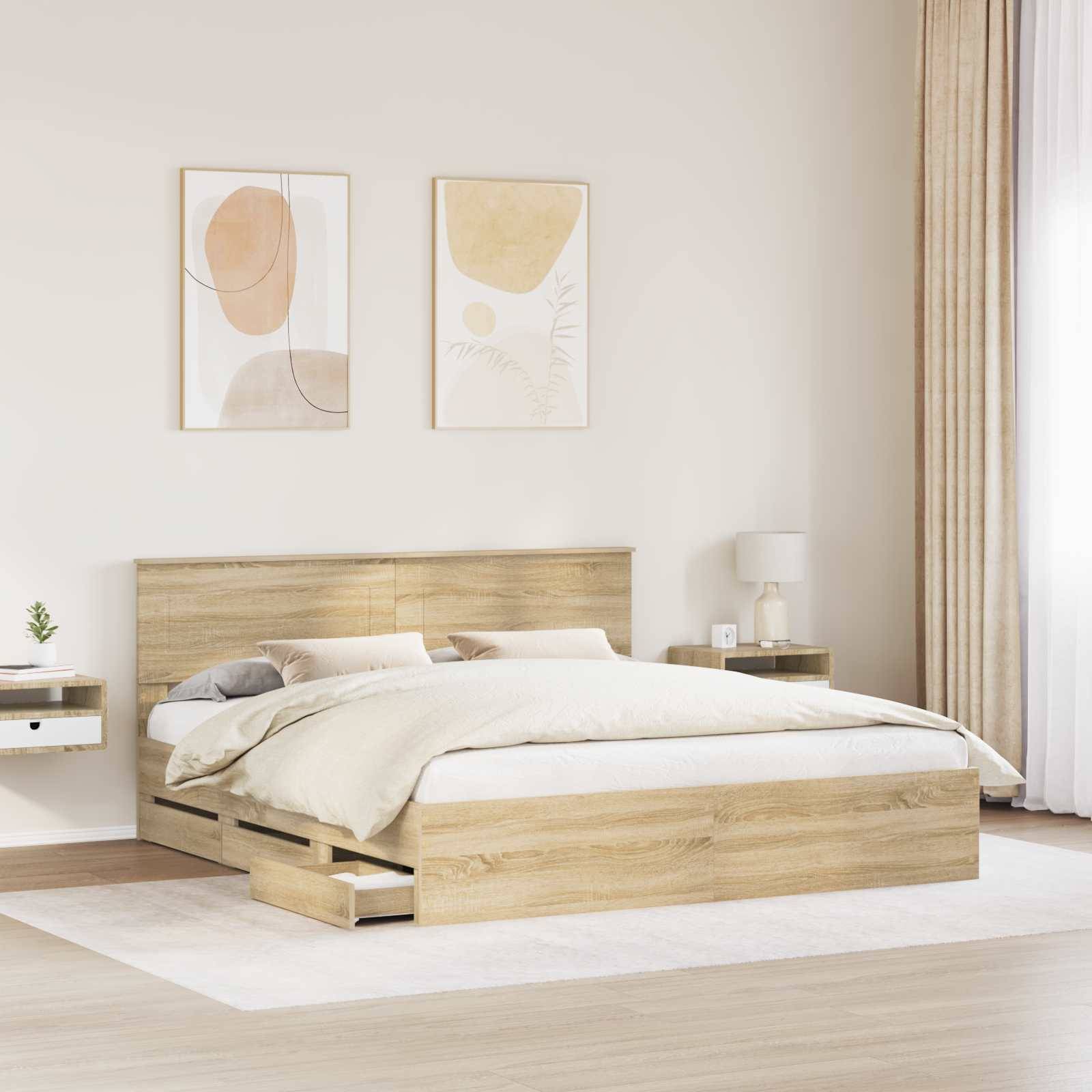 vidaXL Bettrahmen Sonoma-Eiche 200 x 200 cm Ingenieurs Holz