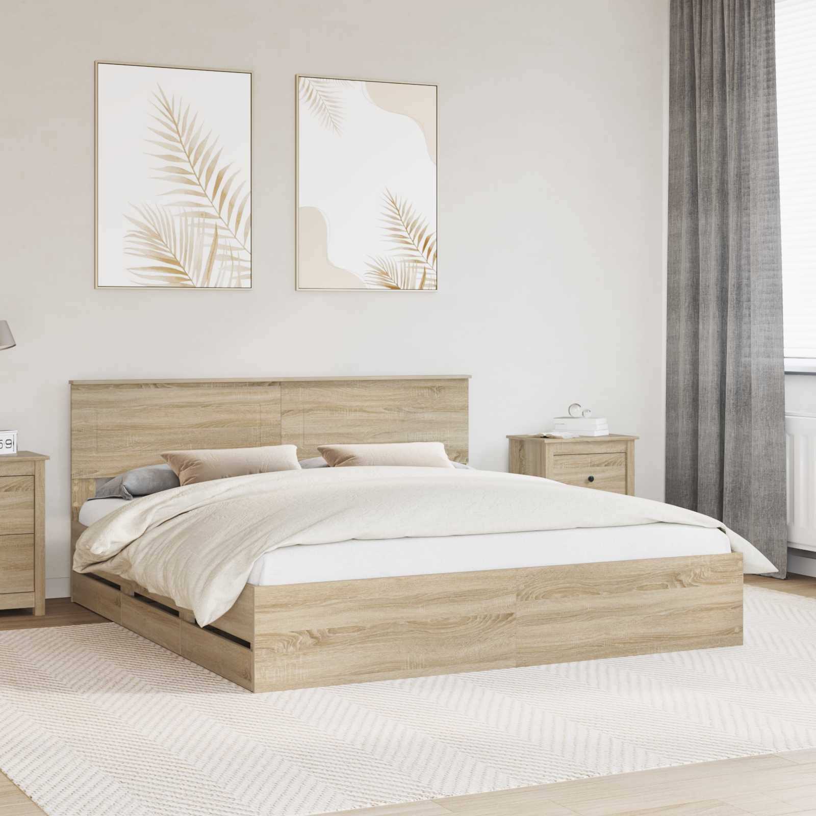 vidaXL Bettrahmen Sonoma-Eiche 200 x 200 cm Ingenieurs Holz