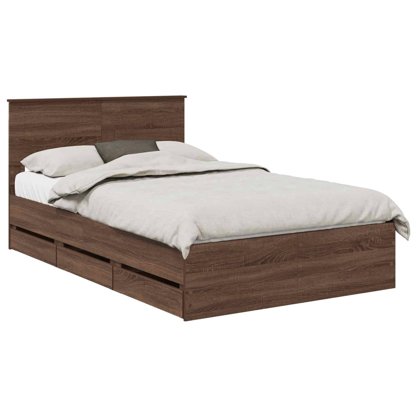 vidaXL Bettrahmen Braun Eichen-Optik 135 x 190 cm Ingenieurs Holz