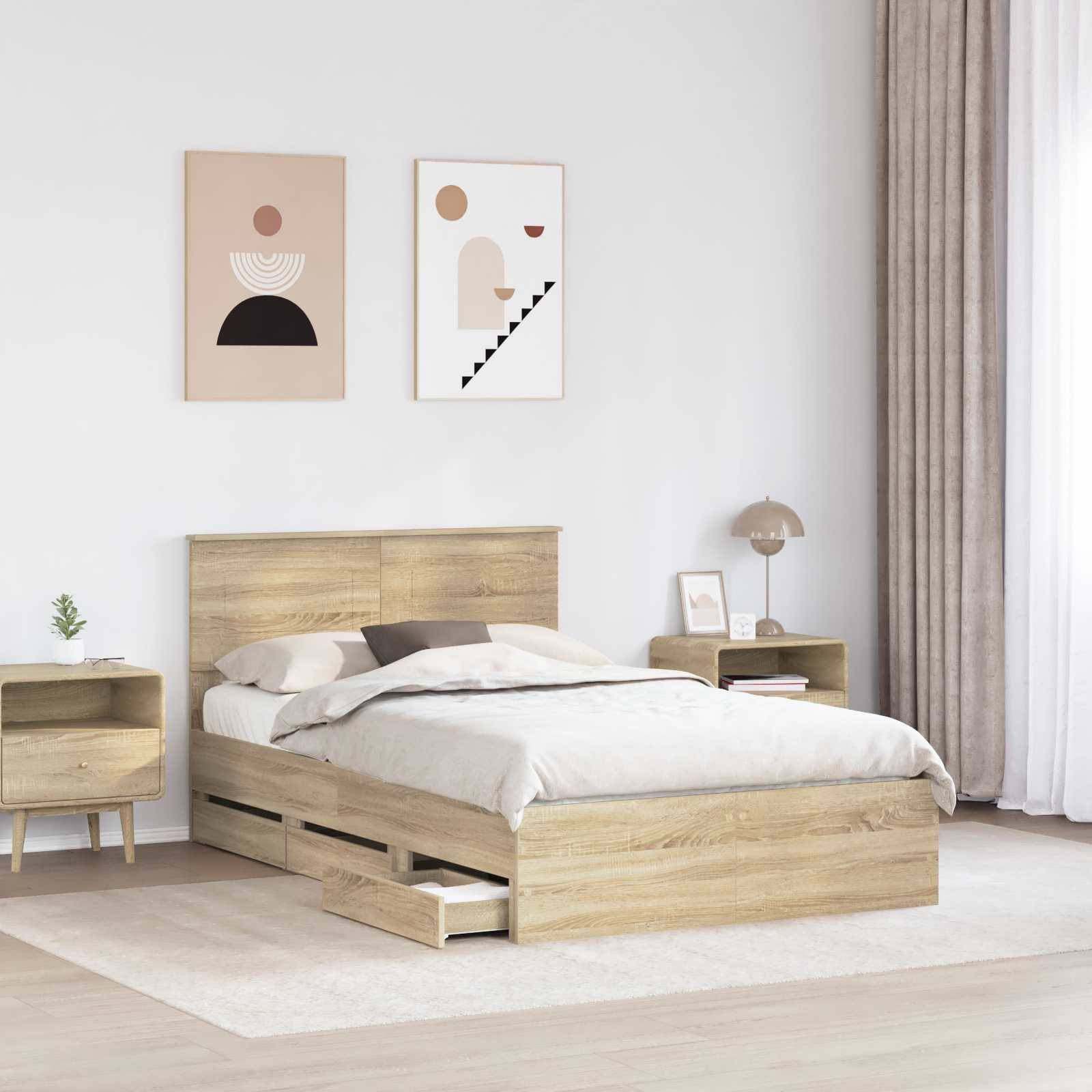 vidaXL Bettrahmen Sonoma-Eiche 120 x 190 cm Ingenieurs Holz