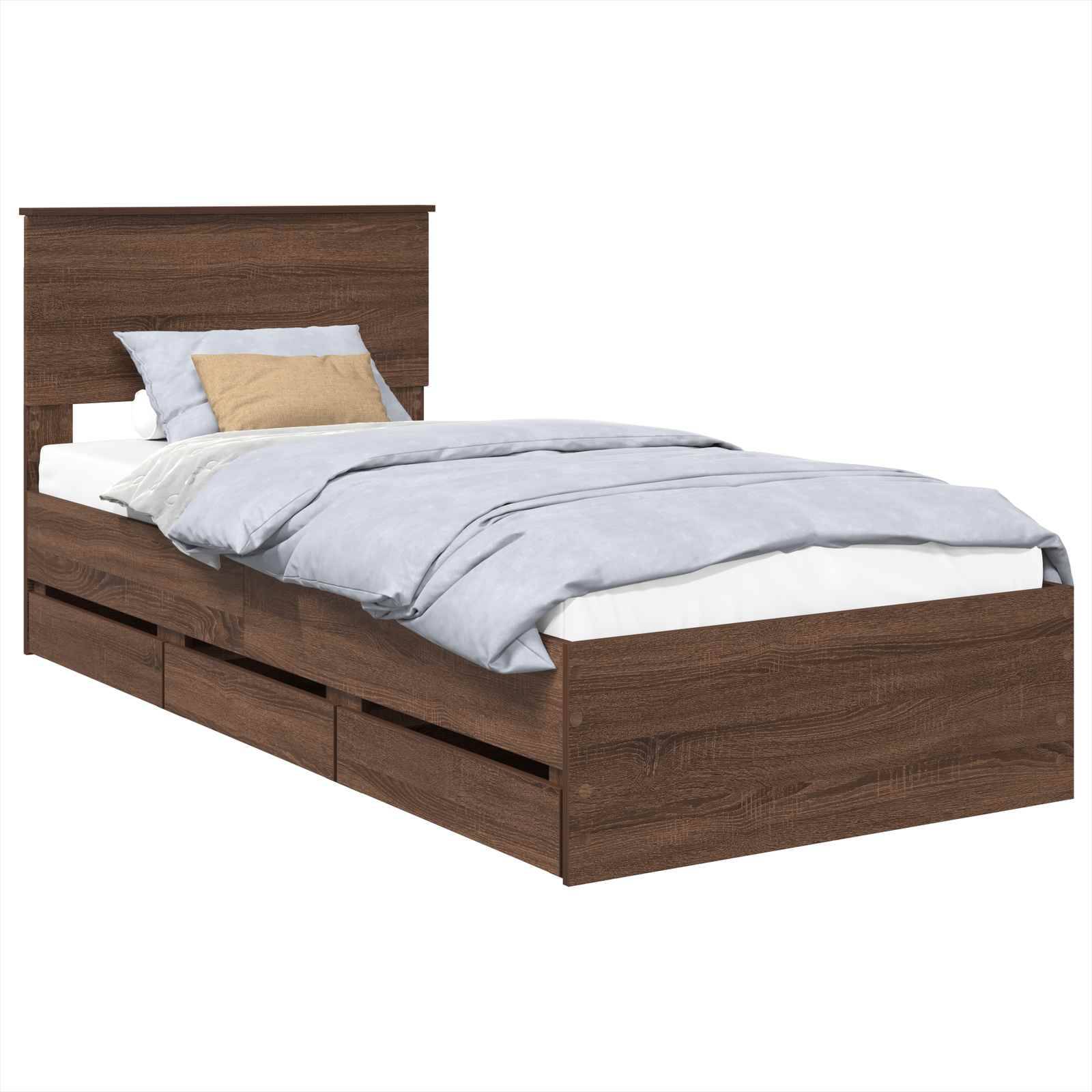 vidaXL Bettrahmen Braun Eichen-Optik 75 x 190 cm Ingenieurs Holz