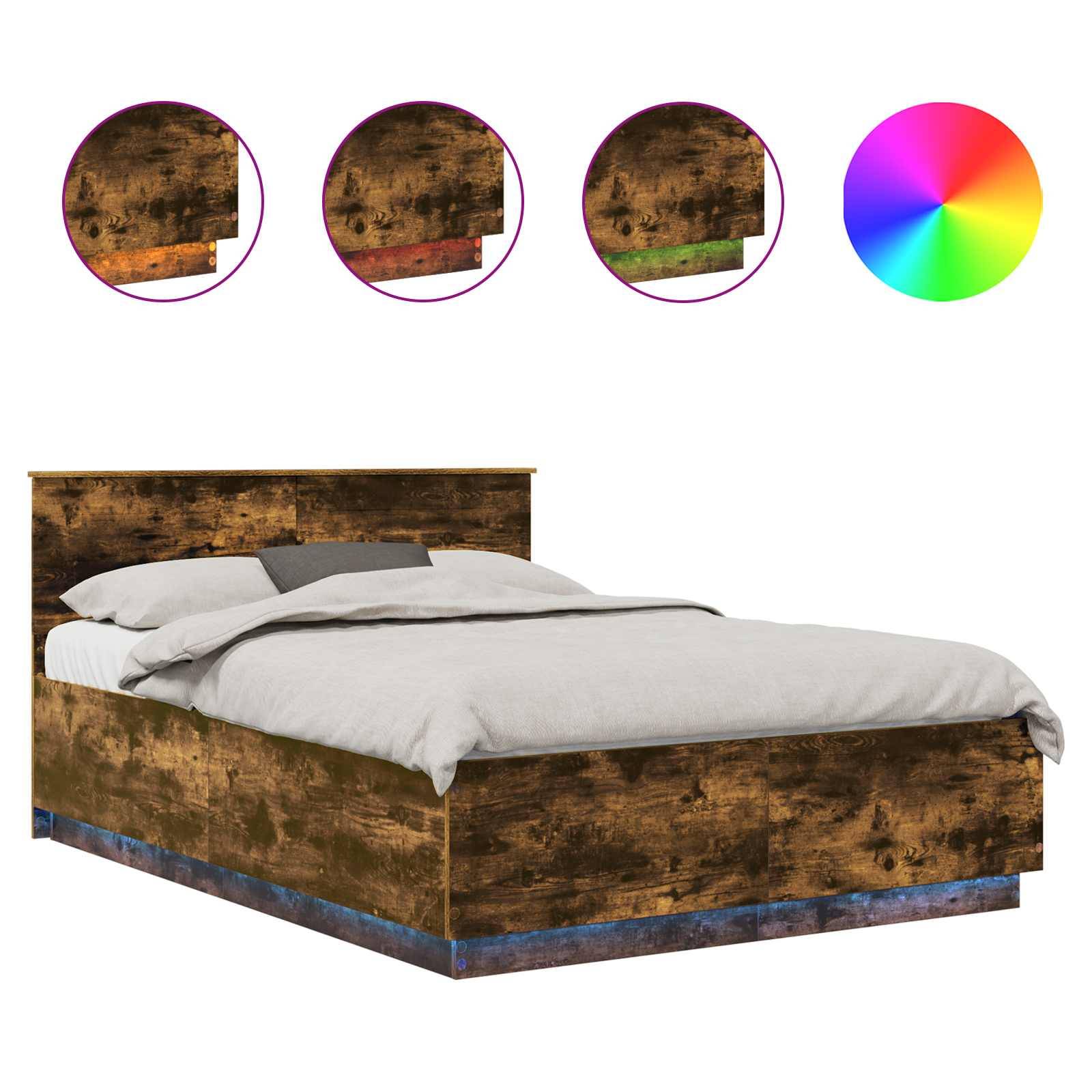 vidaXL Bettrahmen Geräucherte Eiche 150 x 200 cm Holzwerkstoff