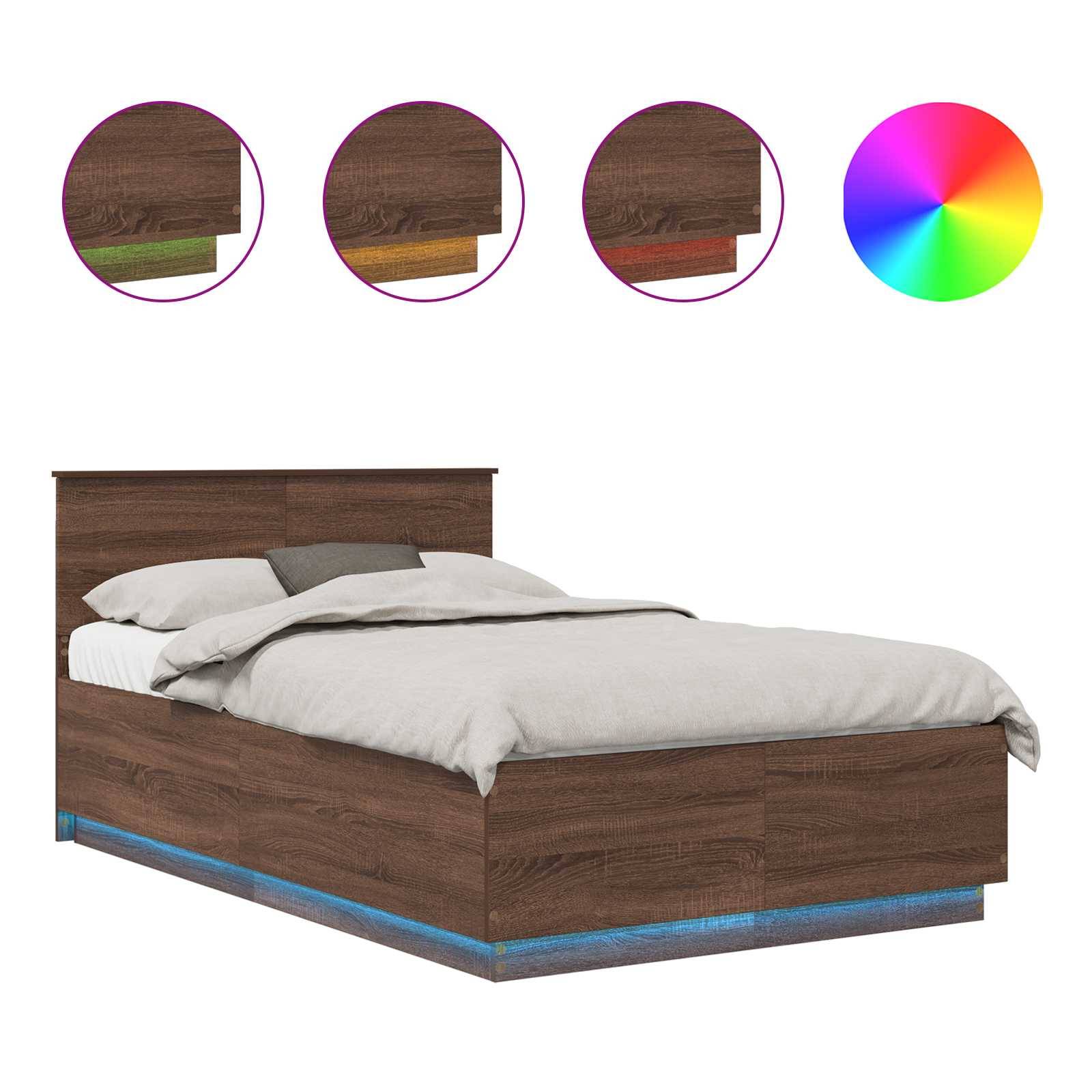 vidaXL Bettrahmen Braun Eichen-Optik 135 x 190 cm Holzwerkstoff