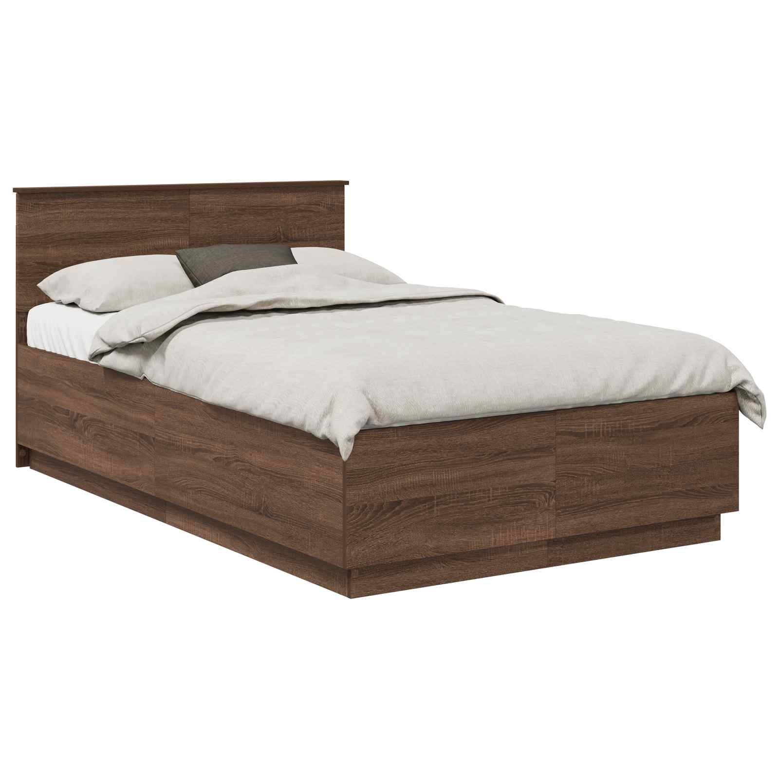 vidaXL Bettrahmen Braun Eichen-Optik 135 x 190 cm Holzwerkstoff