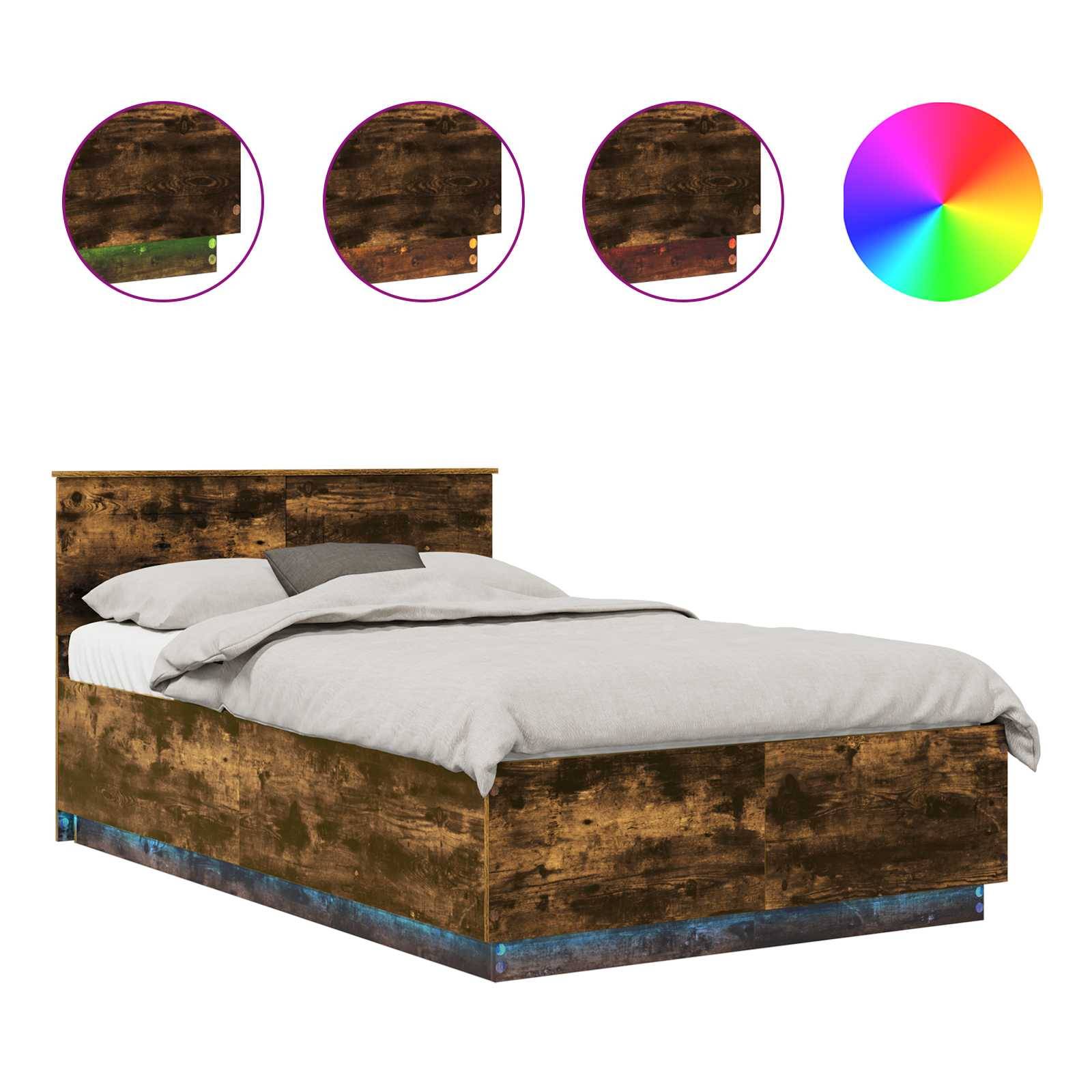 vidaXL Bettrahmen Geräucherte Eiche 120 x 190 cm Holzwerkstoff