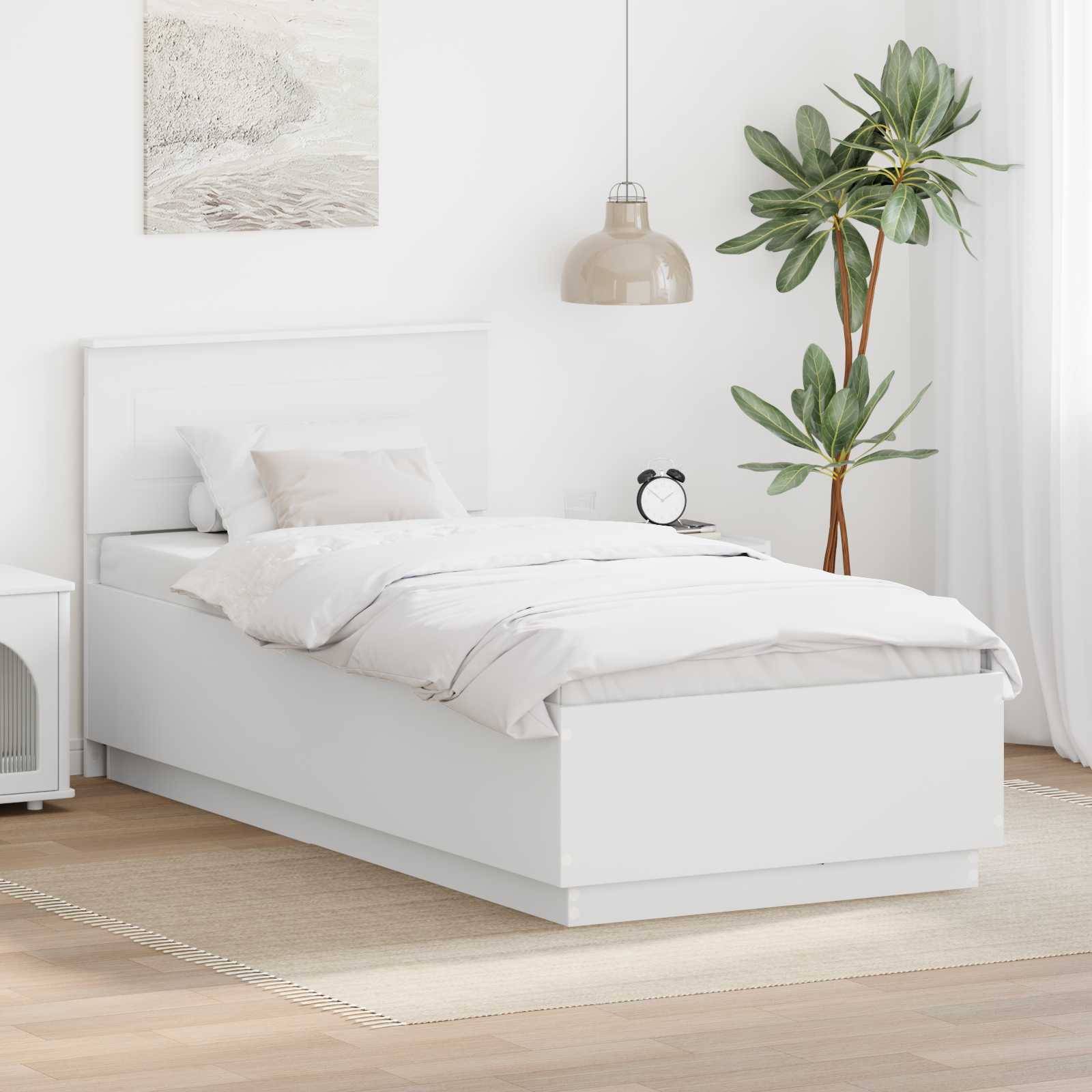 vidaXL Bettrahmen mit Kopfteil Weiß 75 x 190 cm Holzwerkstoff