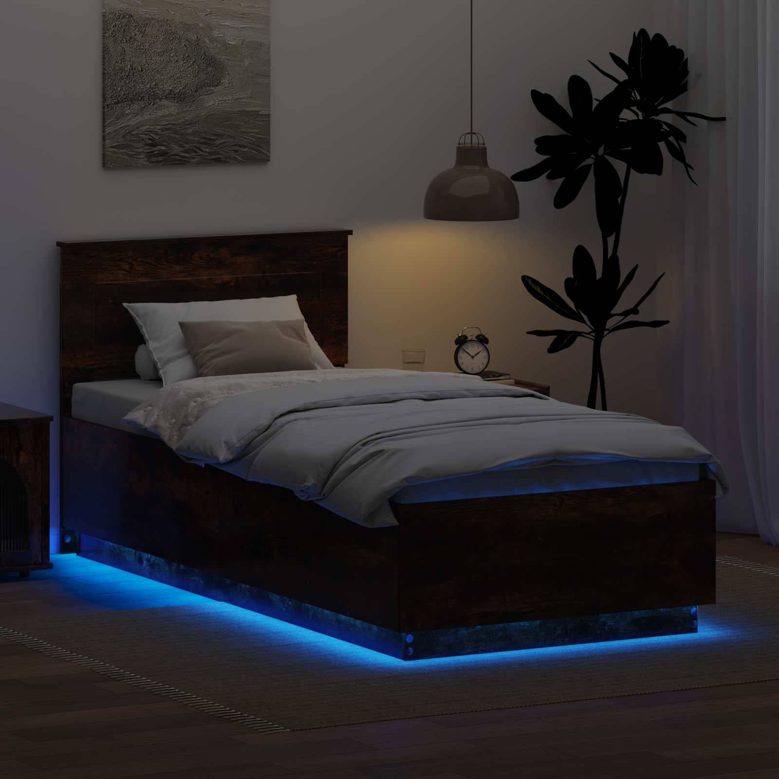 vidaXL Bettrahmen Geräucherte Eiche 90 x 200 cm Holzwerkstoff
