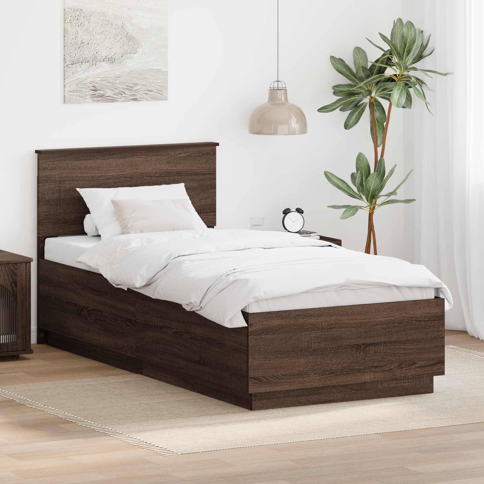 vidaXL Bettrahmen Braun Eichen-Optik 70 x 190 cm Holzwerkstoff