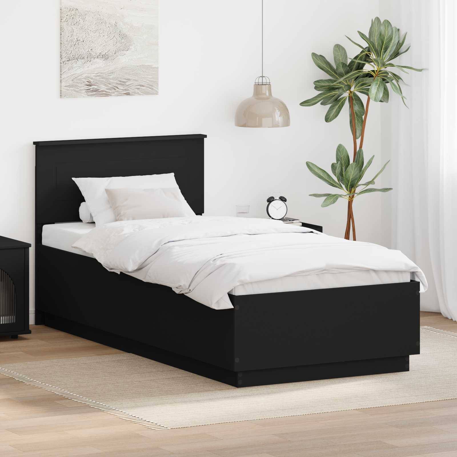 vidaXL Bettrahmen mit Kopfteil Schwarz 70 x 190 cm Holzwerkstoff