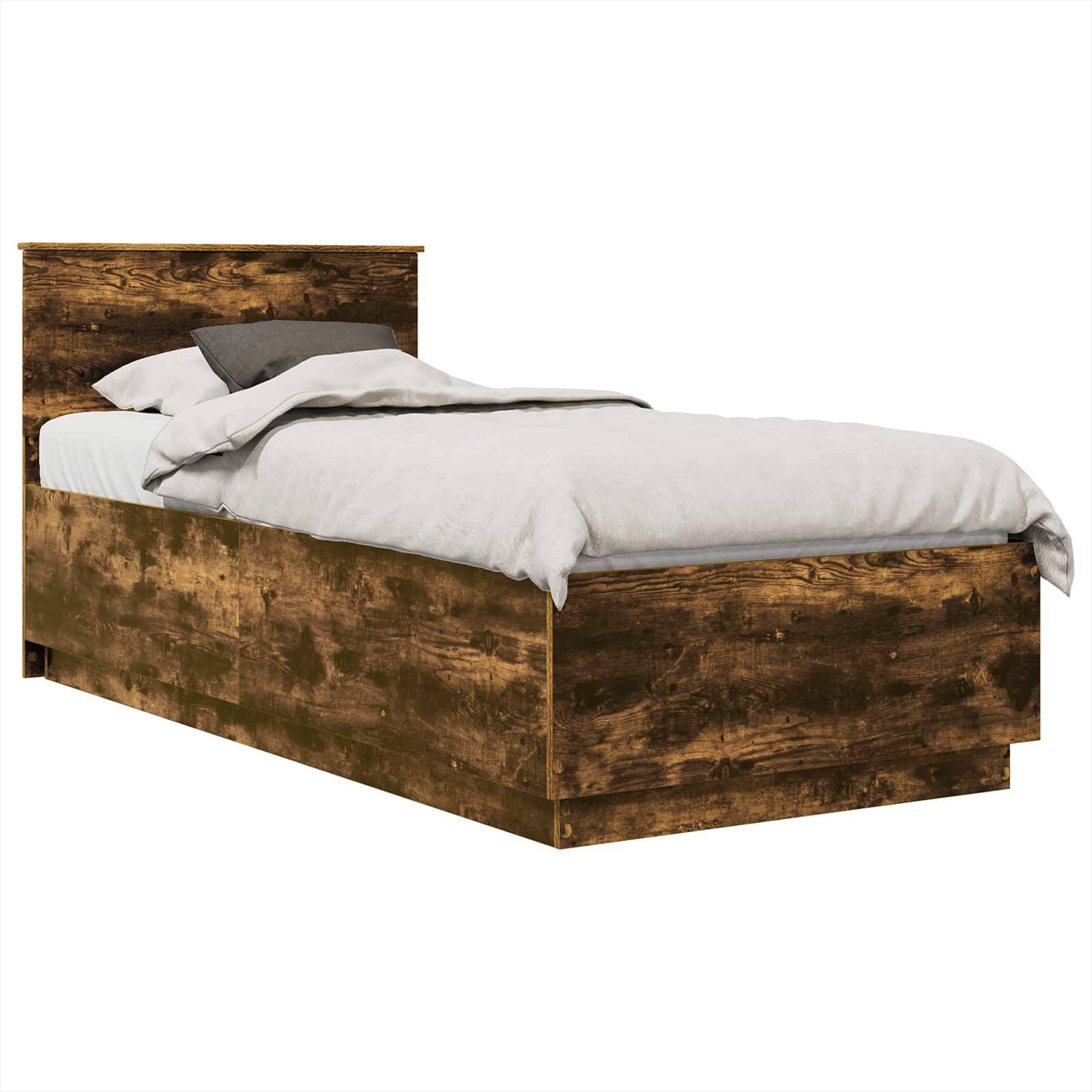 vidaXL Bettrahmen Geräucherte Eiche 90 x 200 cm Holzwerkstoff