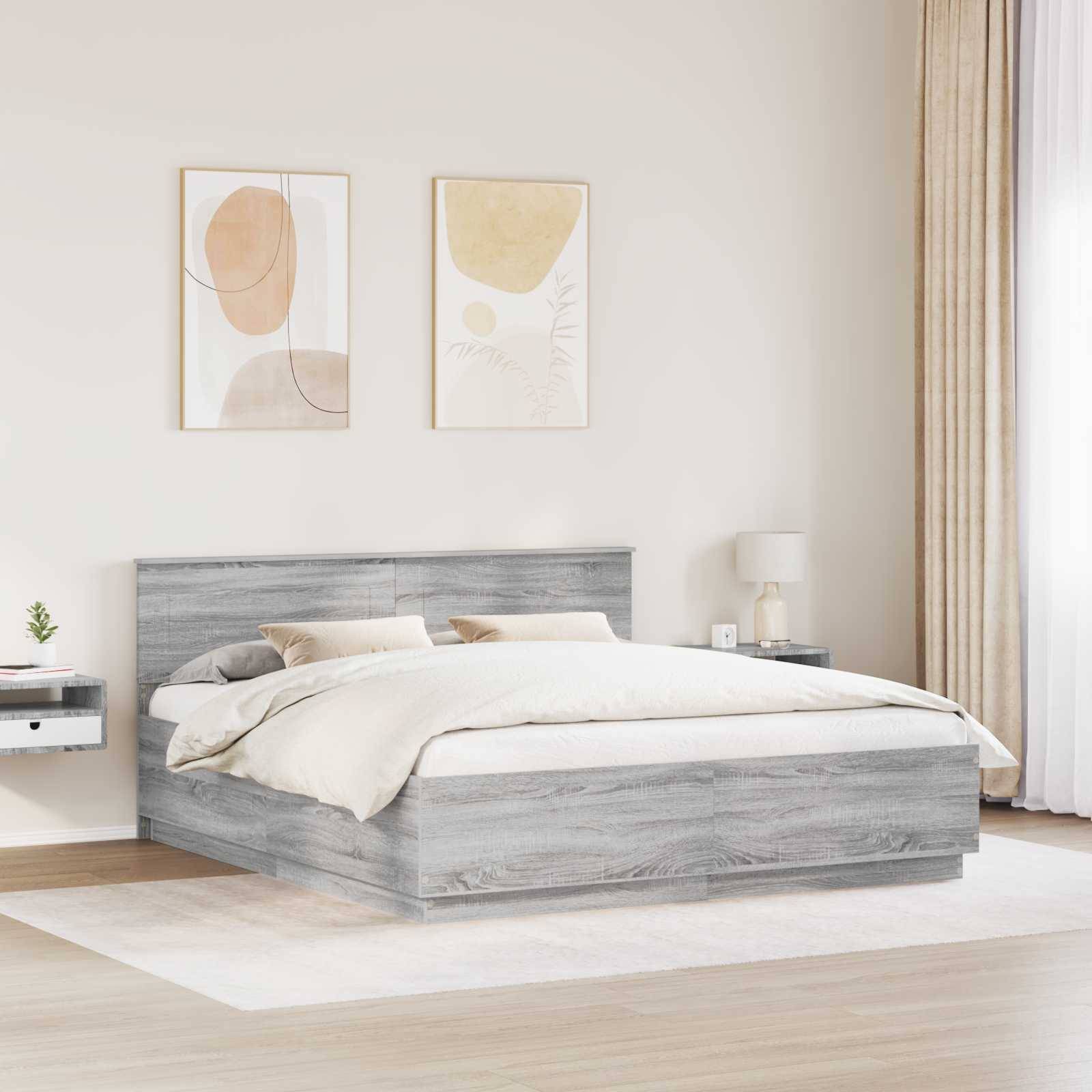 vidaXL Bettrahmen Graues Sonoma 200 x 200 cm Holzwerkstoff