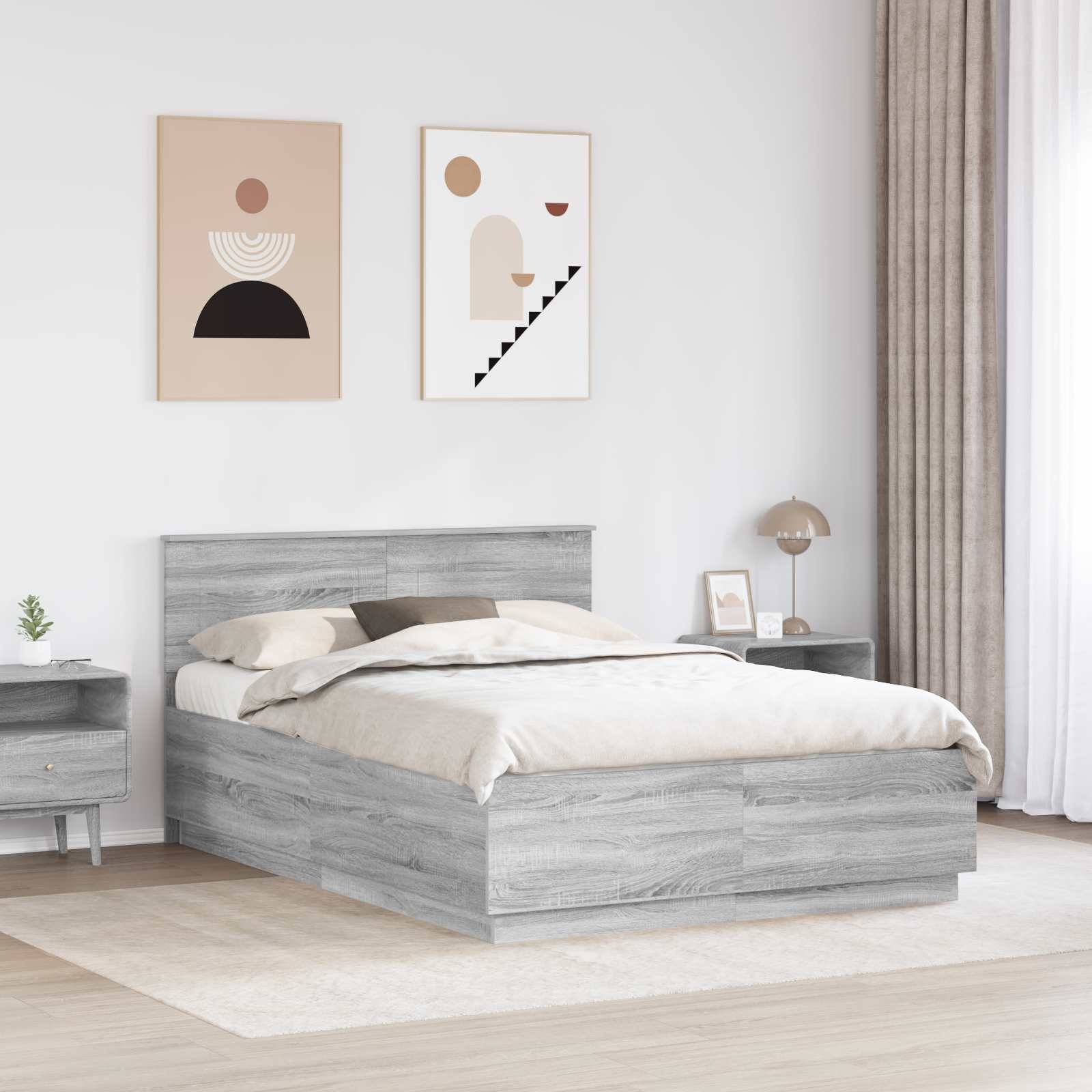 vidaXL Bettrahmen Graues Sonoma 160 x 200 cm Holzwerkstoff