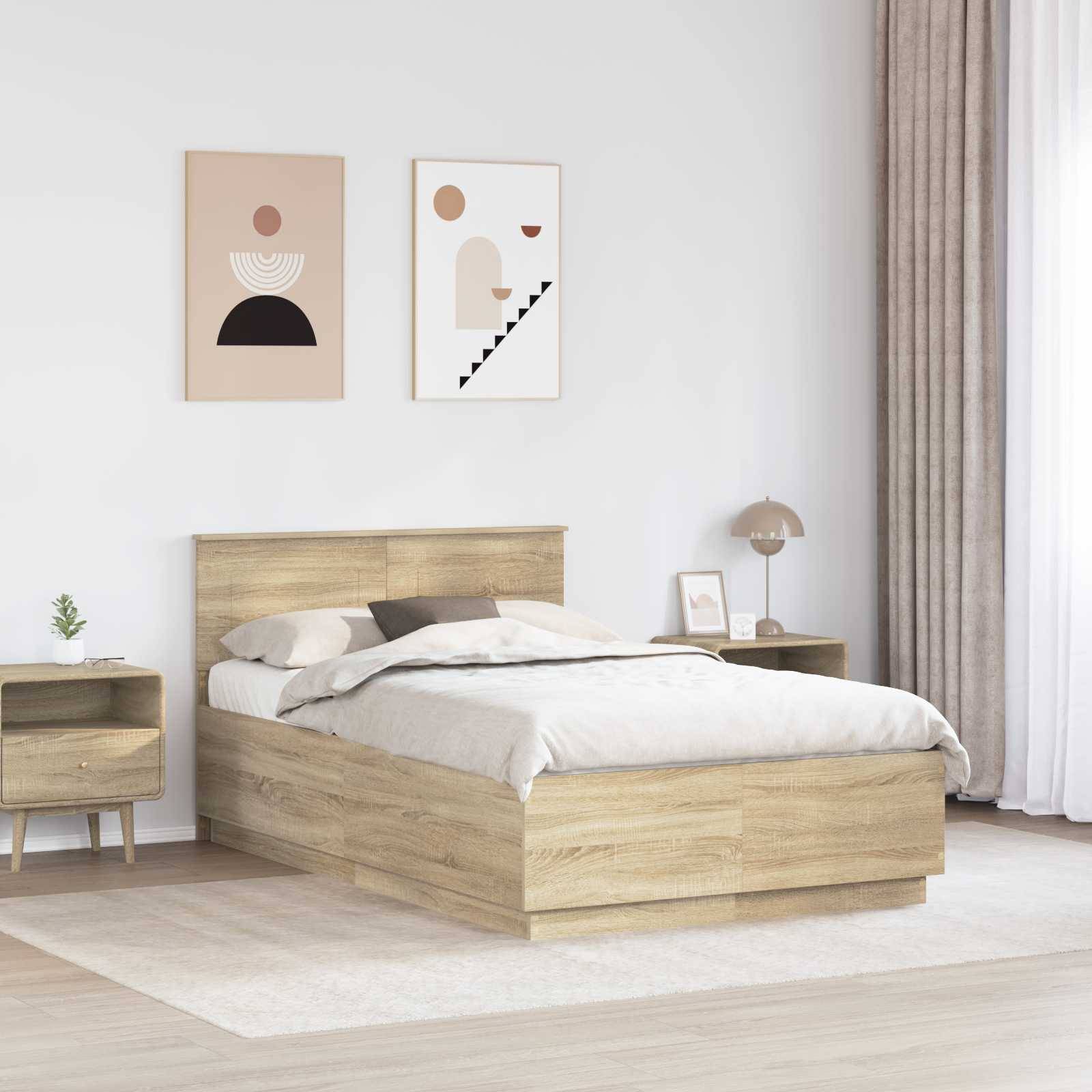 vidaXL Bettrahmen mit Kopfteil Sonoma-Eiche 120 x 190 cm Holzwerkstoff