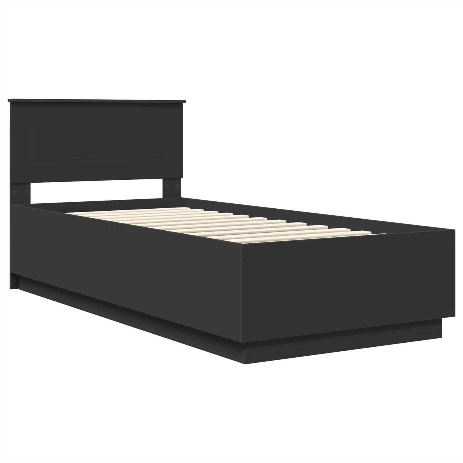 vidaXL Bettrahmen mit Kopfteil Schwarz 70 x 190 cm Holzwerkstoff