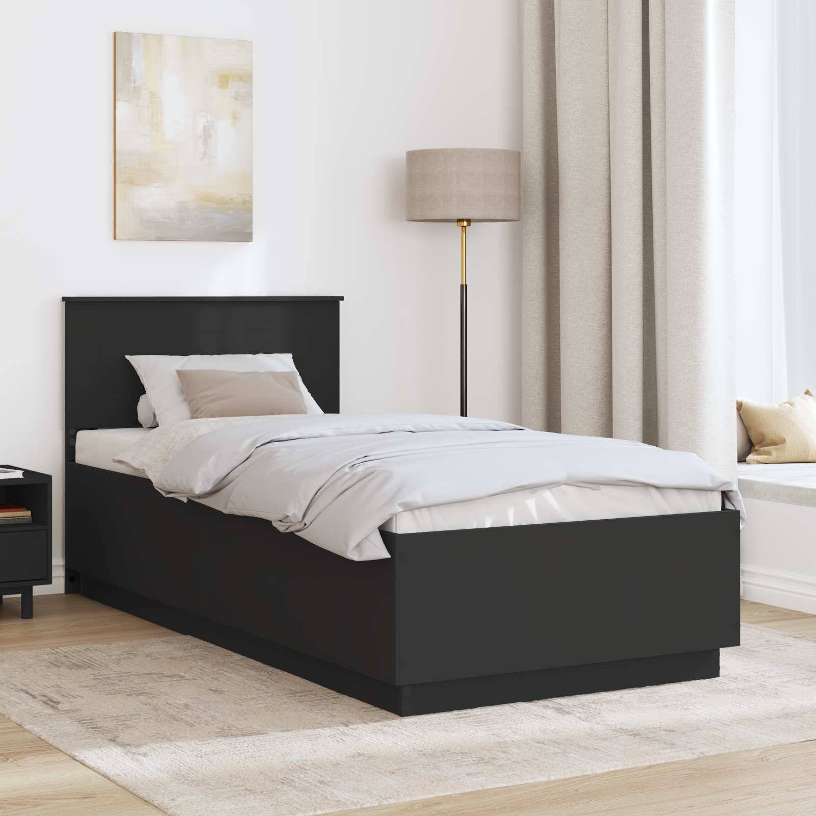 vidaXL Bettrahmen mit Kopfteil Schwarz 70 x 190 cm Holzwerkstoff
