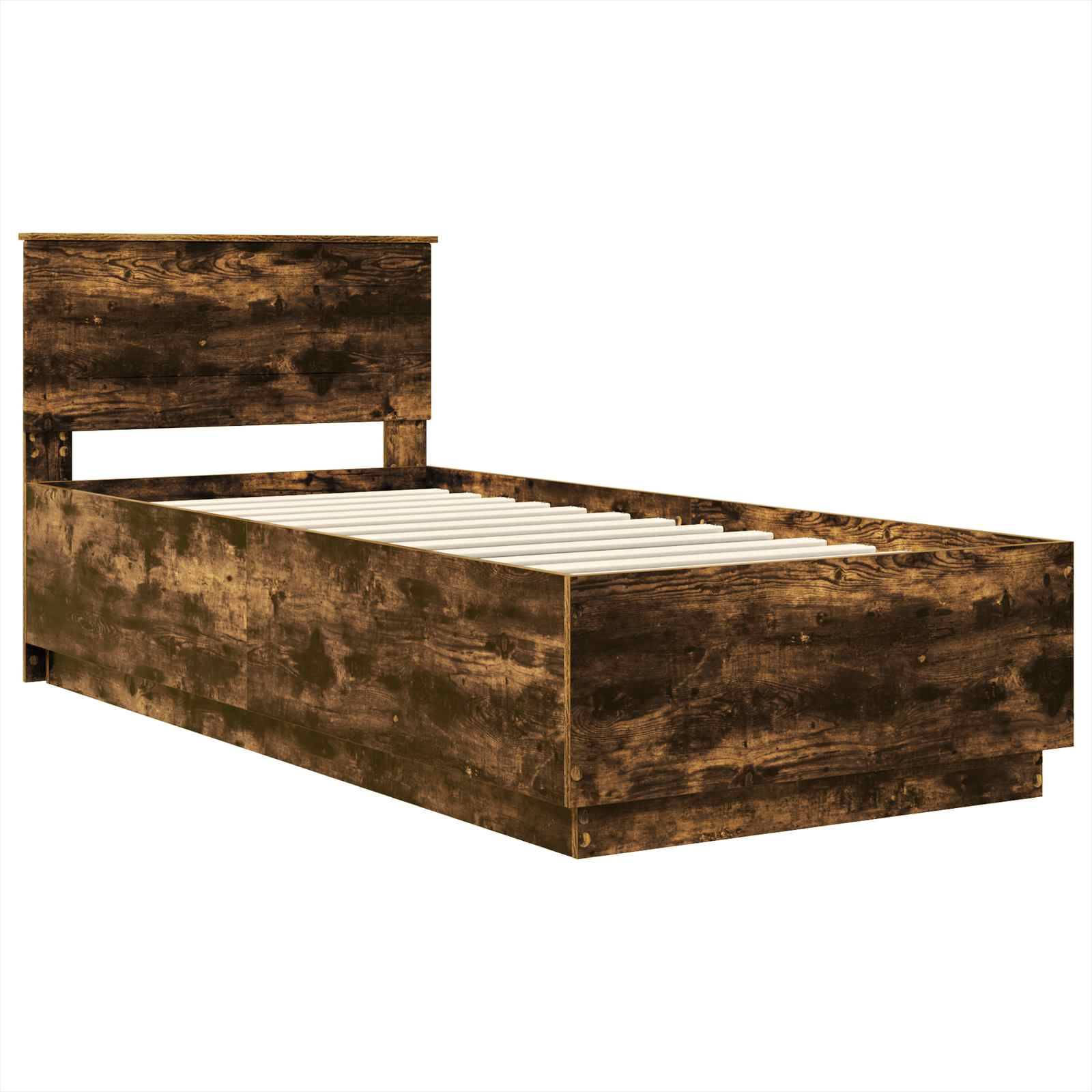 vidaXL Bettrahmen Geräucherte Eiche 90 x 190 cm Holzwerkstoff