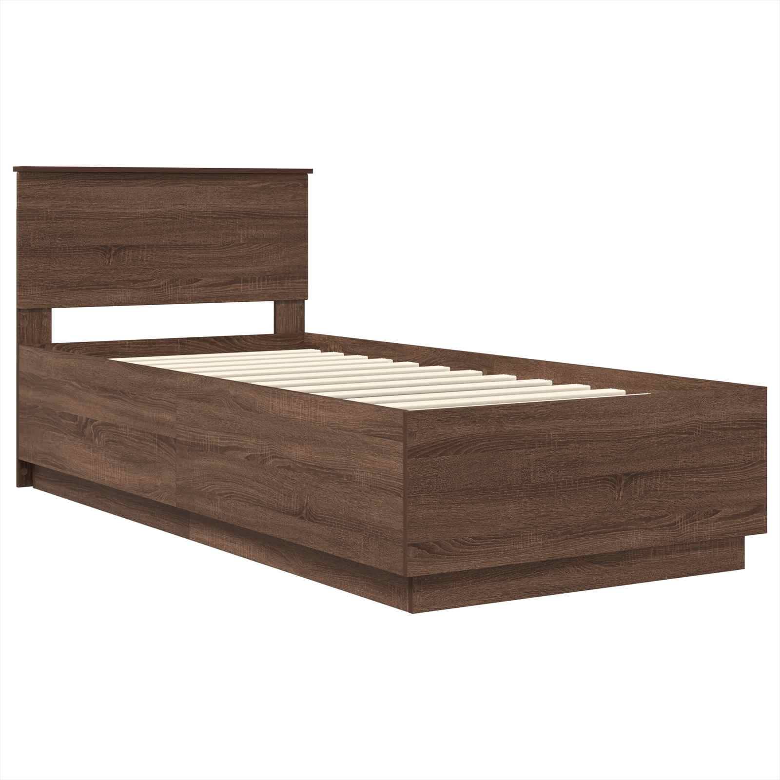 vidaXL Bettrahmen mit Kopfteil Brauneiche 70 x 190 cm Holzwerkstoff