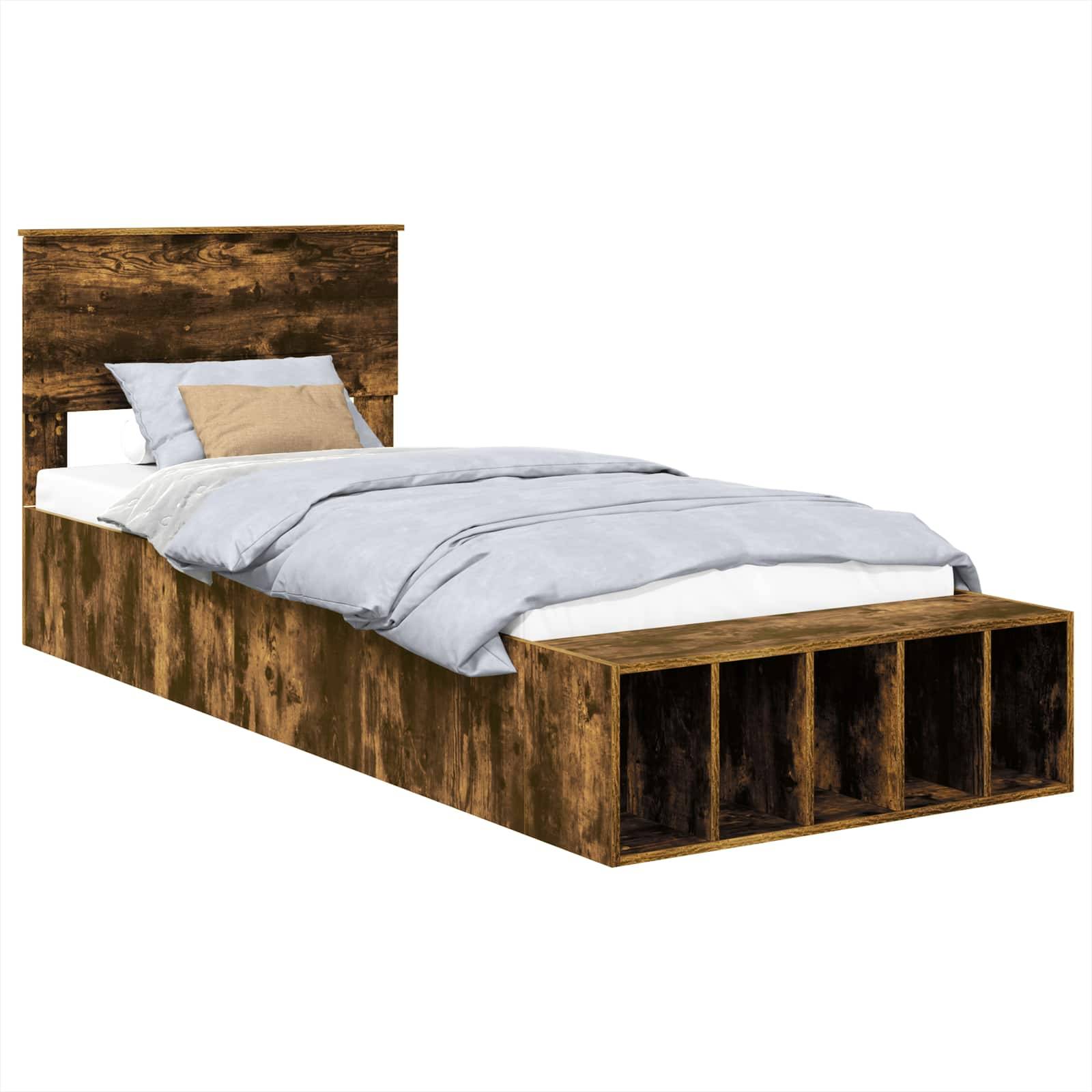 vidaXL Bettrahmen Geräucherte Eiche 100 x 200 cm Holzwerkstoff