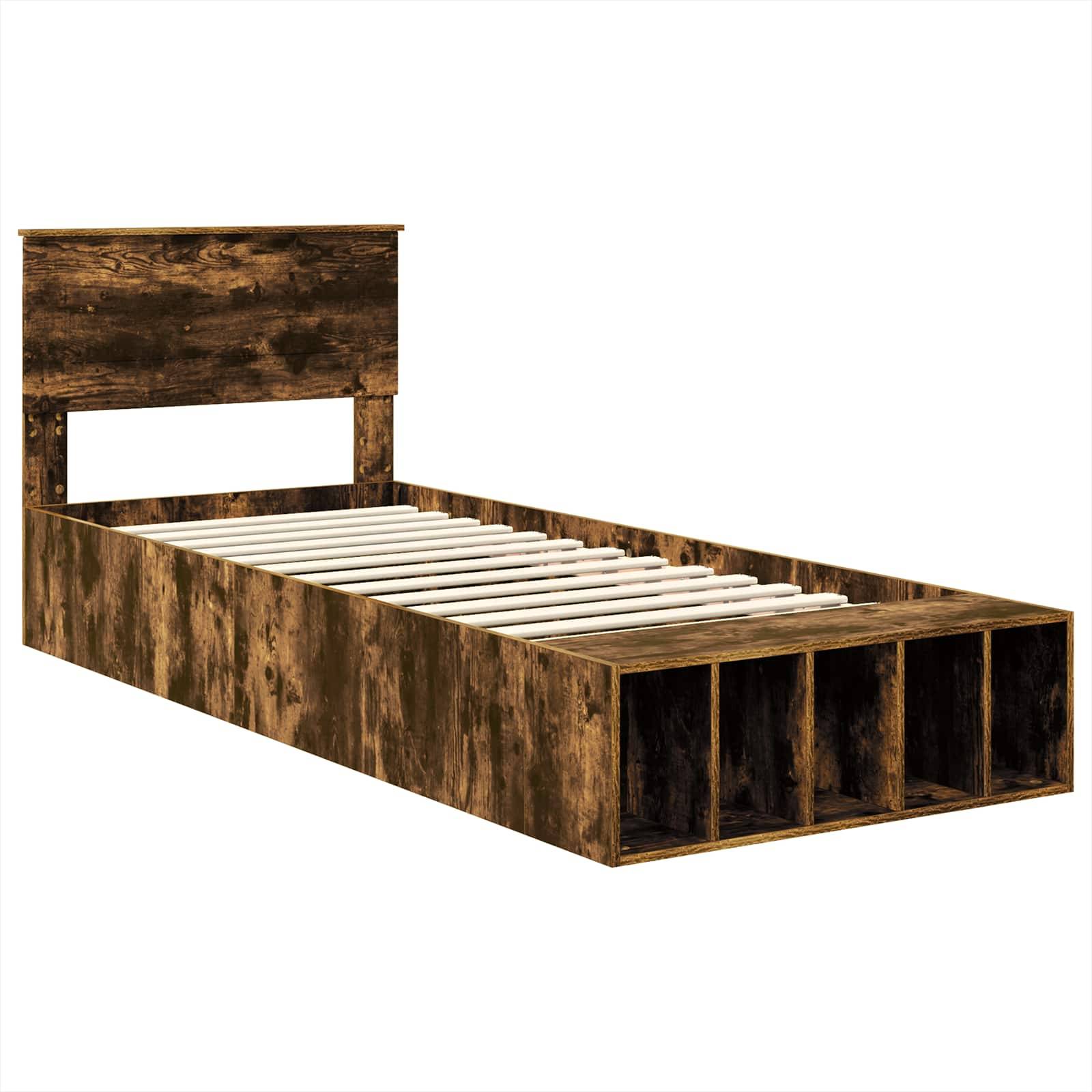 vidaXL Bettrahmen Geräucherte Eiche 100 x 200 cm Holzwerkstoff