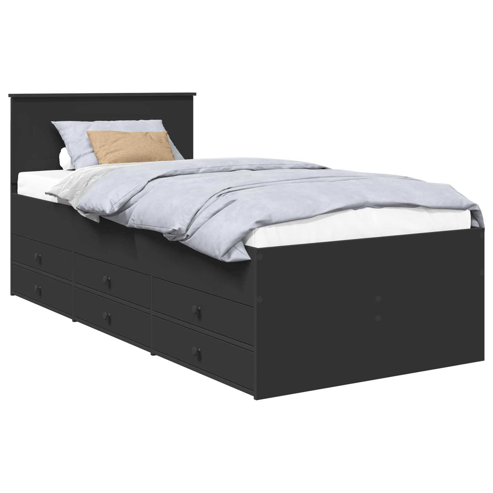 vidaXL Tagesbett mit Schubladen Schwarz 100 x 200 cm Holzwerkstoff
