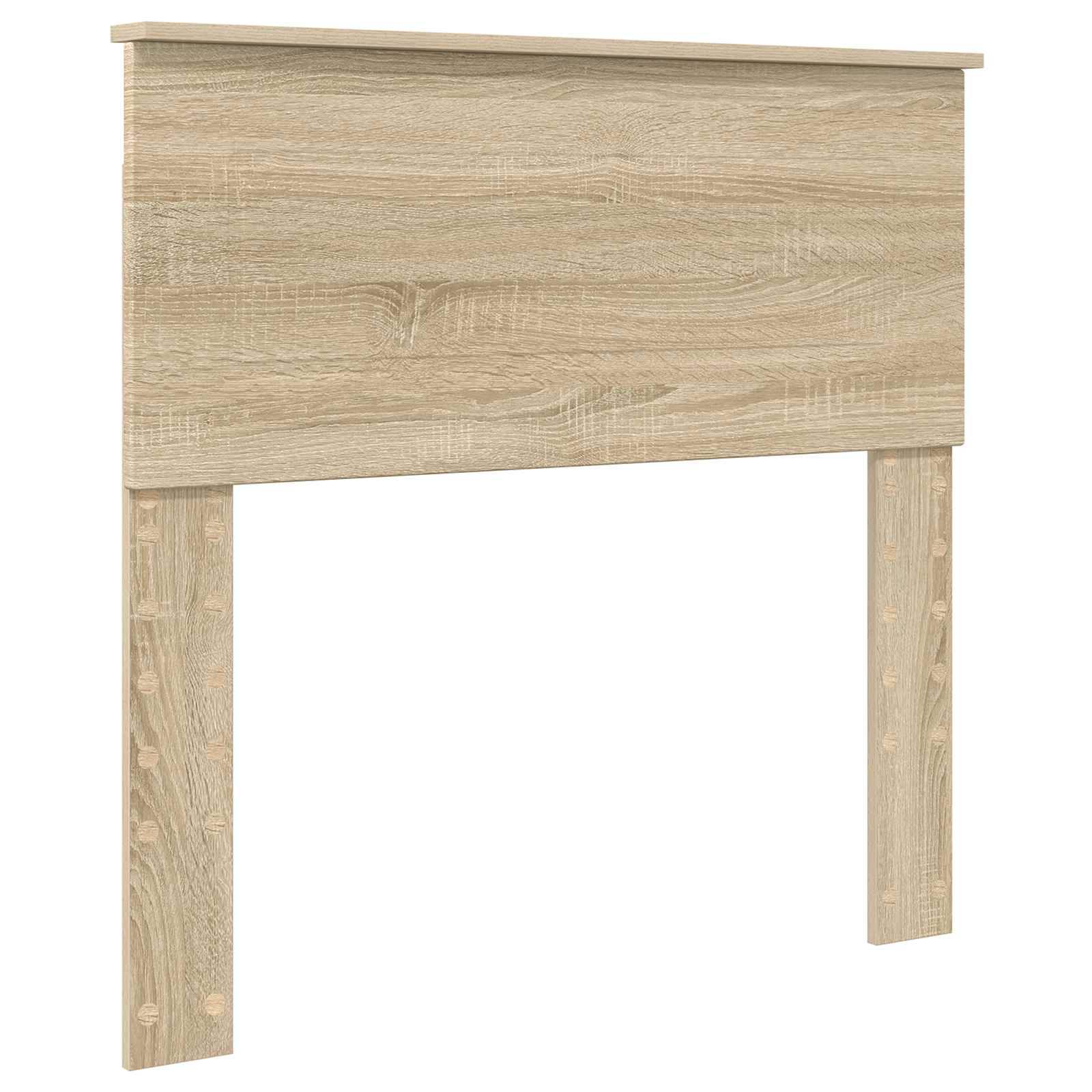 Ein hölzerner Kopfteil mit einer hellen Kieferoberfläche, der ein schlichtes rechteckiges Design mit zwei vertikalen Stützbeinen aufweist.