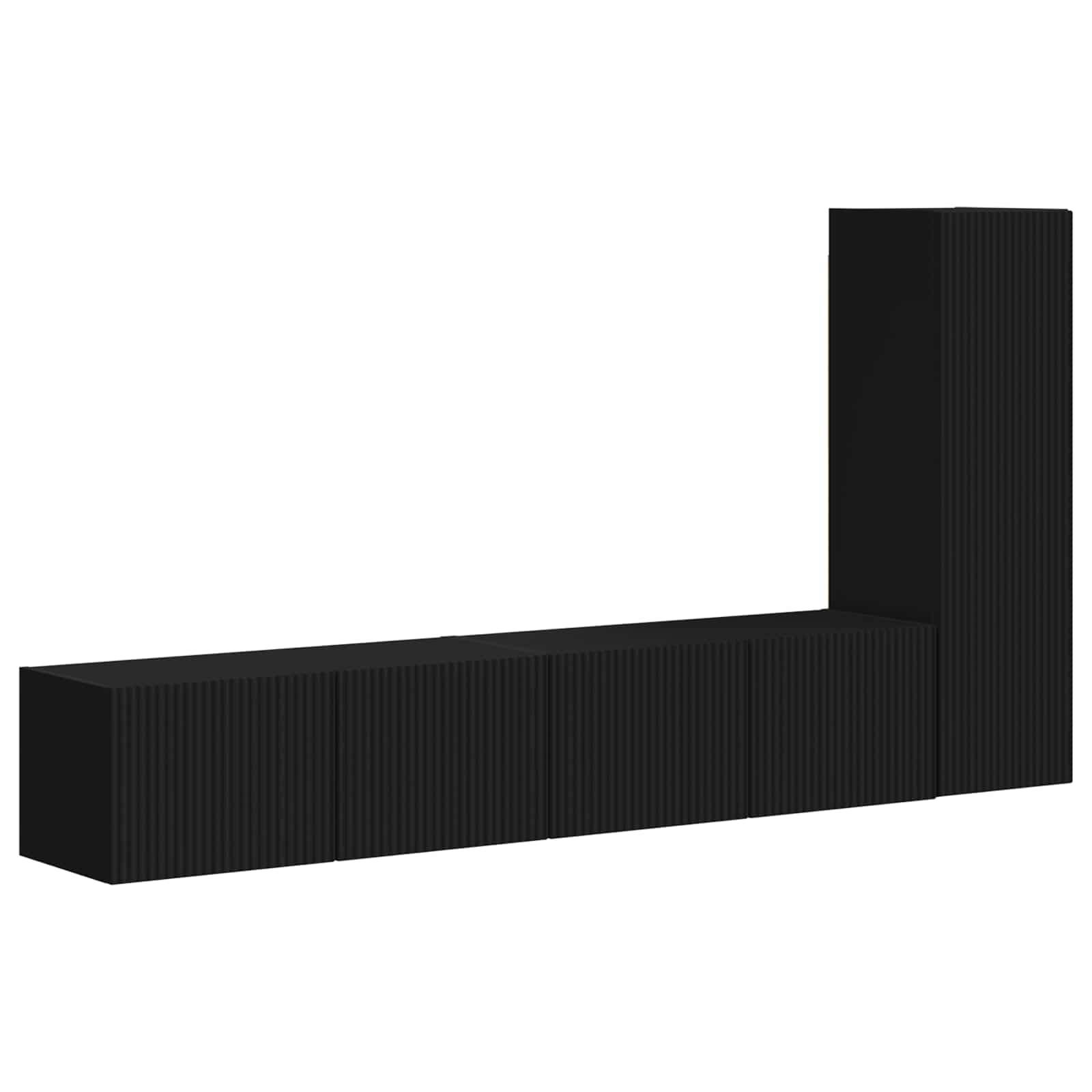 vidaXL TV-Schrankset Wandmontiert 3 pcs Schwarz Holzwerkstoff