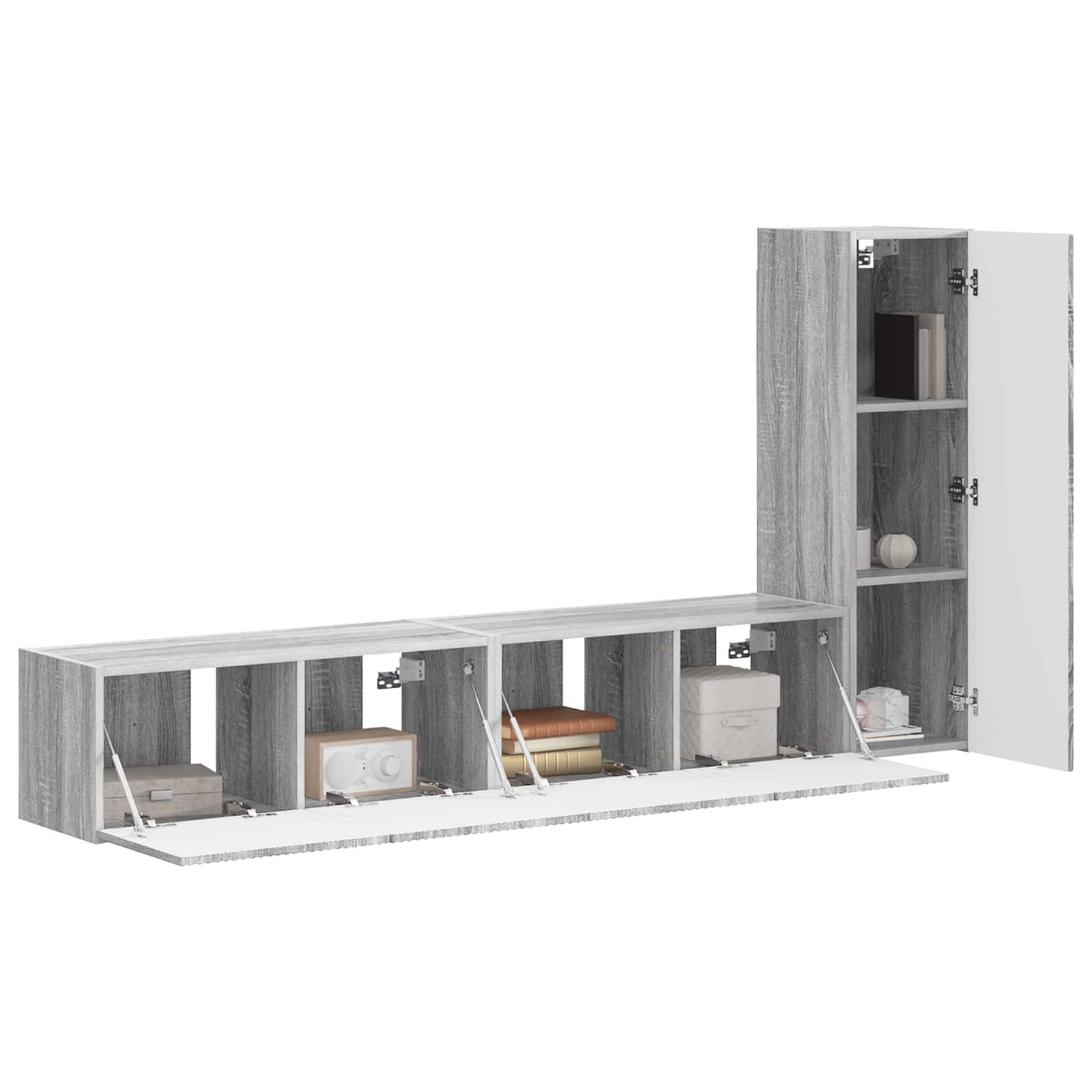 vidaXL TV-Schrankset Wandmontiert 3 pcs Graues Sonoma Holzwerkstoff