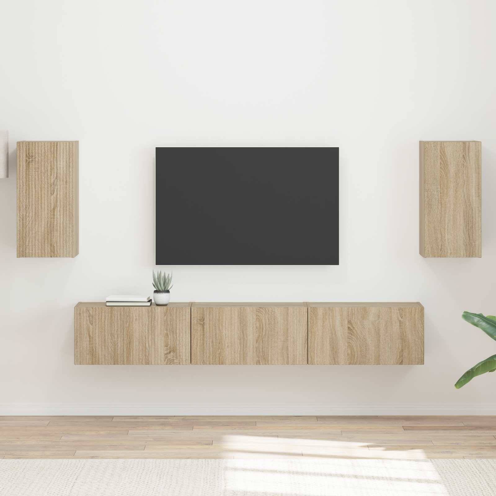 vidaXL TV-Schrankset Wandmontiert 5 pcs Sonoma-Eiche Holzwerkstoff