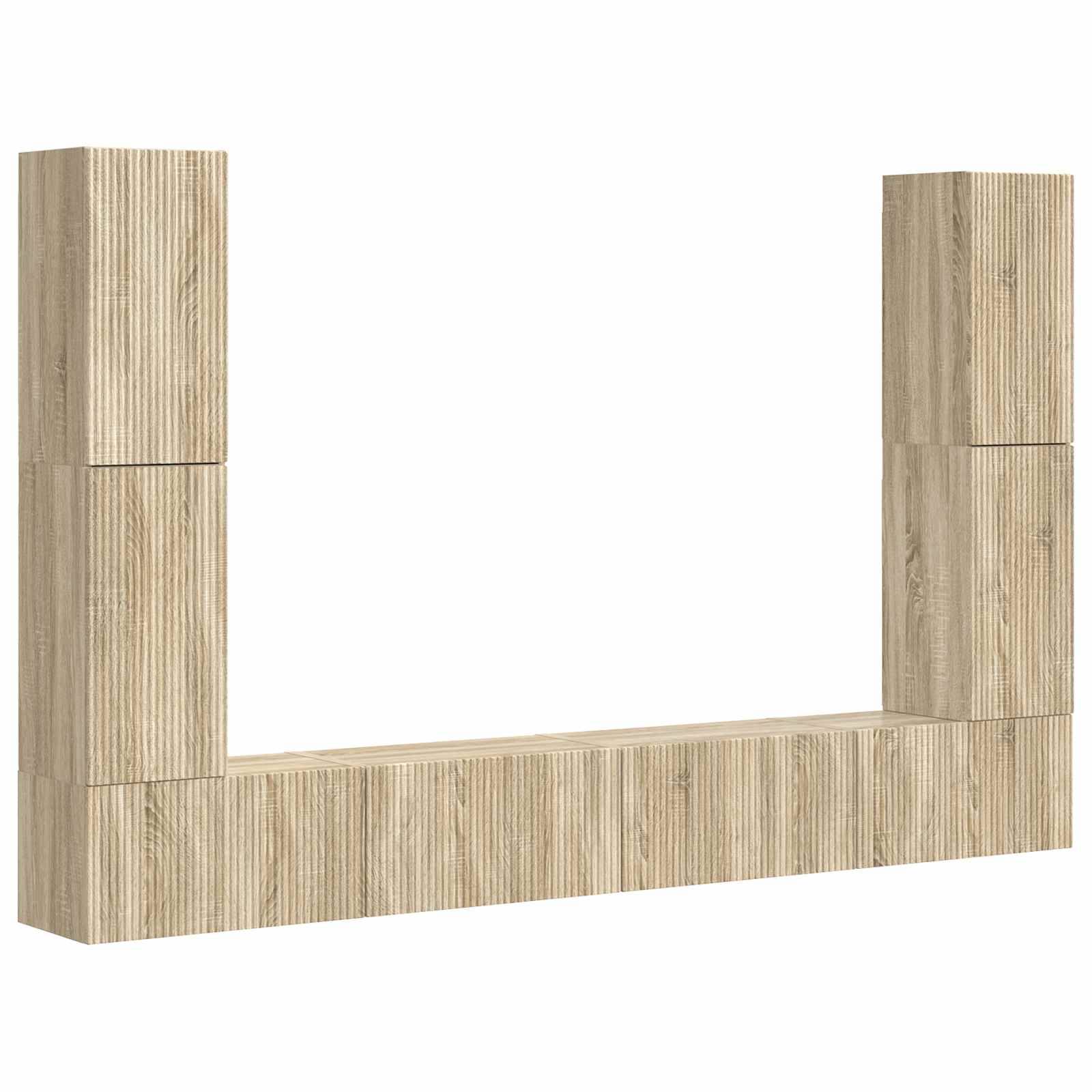 Ein hölzerner Kaminsims mit einer modernen, hellen Holzoberfläche. Er verfügt über zwei vertikale Säulen und ein horizontales Regal in schlichtem, elegantem Design.