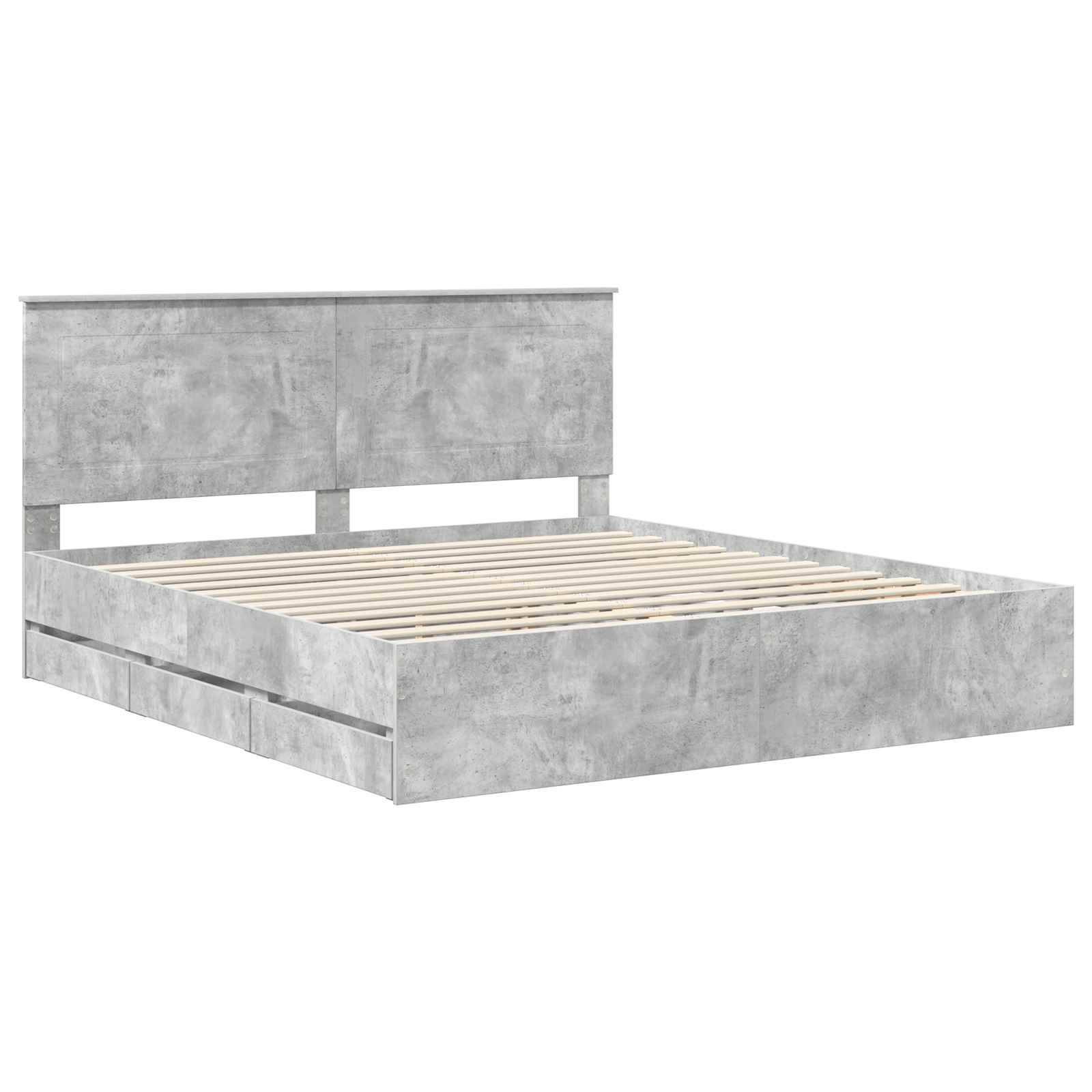vidaXL Bettrahmen mit Kopfteil Beton Grau 180 x 200 cm Ingenieurs Holz
