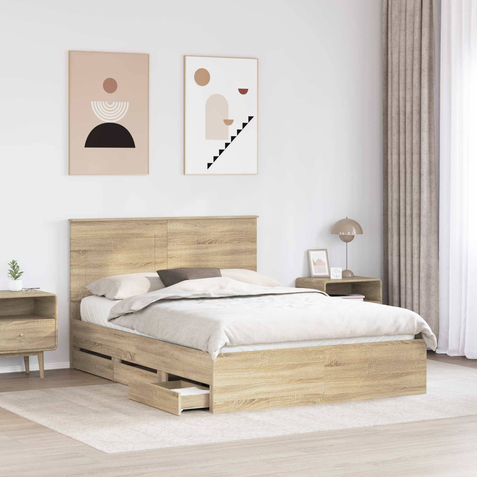 vidaXL Bettrahmen Sonoma-Eiche 160 x 200 cm Ingenieurs Holz
