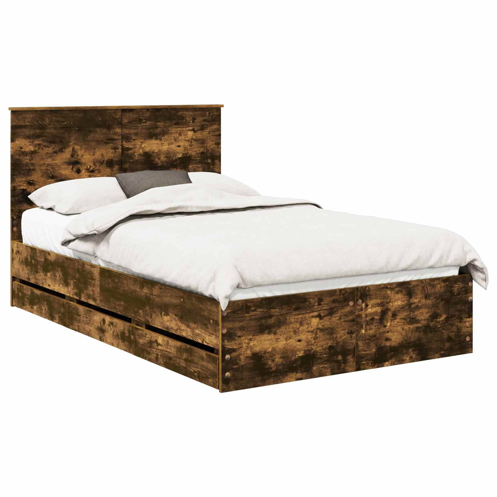 vidaXL Bettrahmen Geräucherte Eiche 120 x 190 cm Ingenieurs Holz