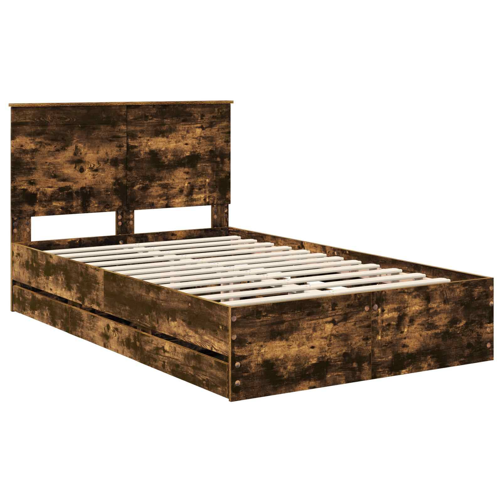 vidaXL Bettrahmen Geräucherte Eiche 120 x 190 cm Ingenieurs Holz
