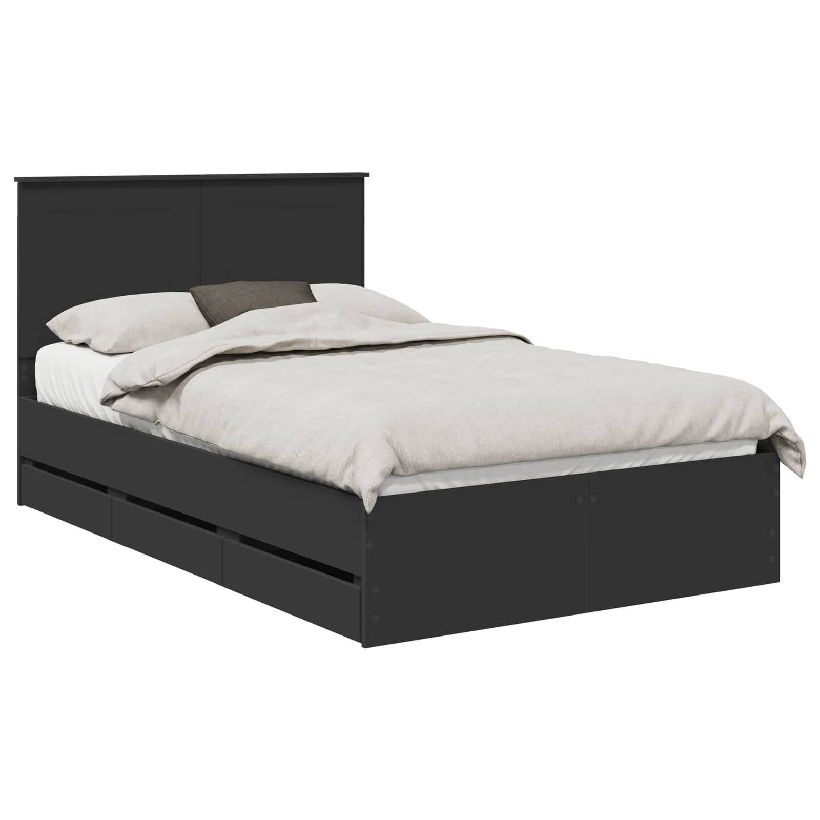 vidaXL Bettrahmen mit Schubladen Schwarz 120 x 190 cm Ingenieurs Holz