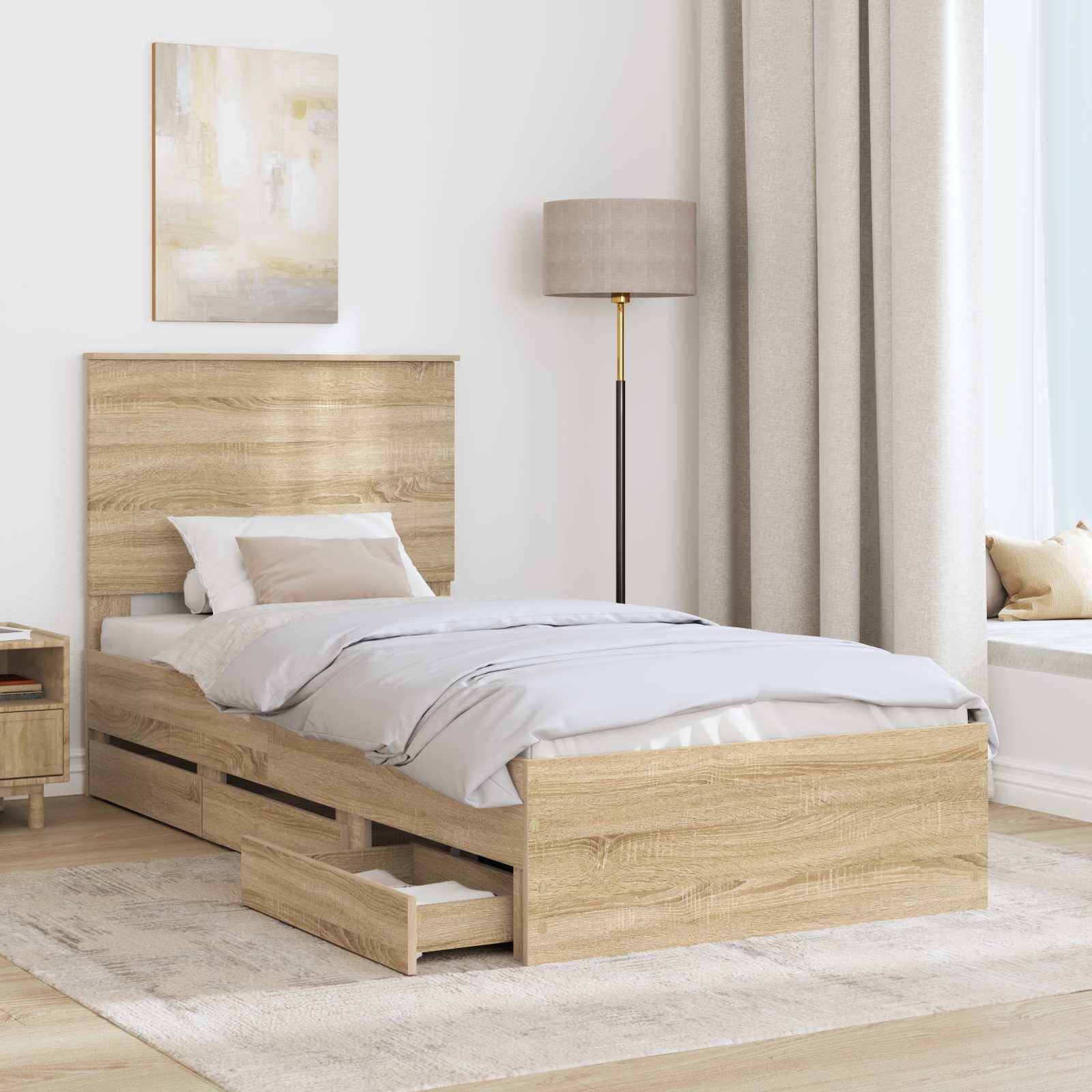 vidaXL Bettrahmen Sonoma-Eiche 100 x 200 cm Ingenieurs Holz