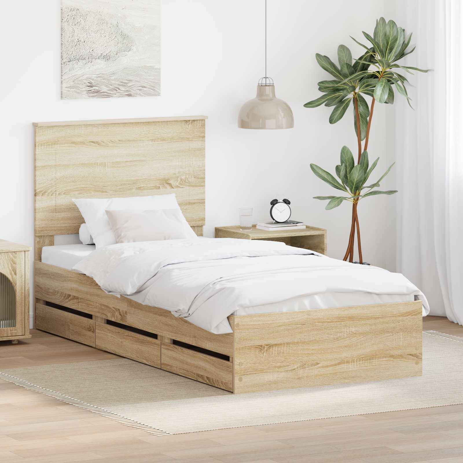 vidaXL Bettrahmen Sonoma-Eiche 100 x 200 cm Ingenieurs Holz