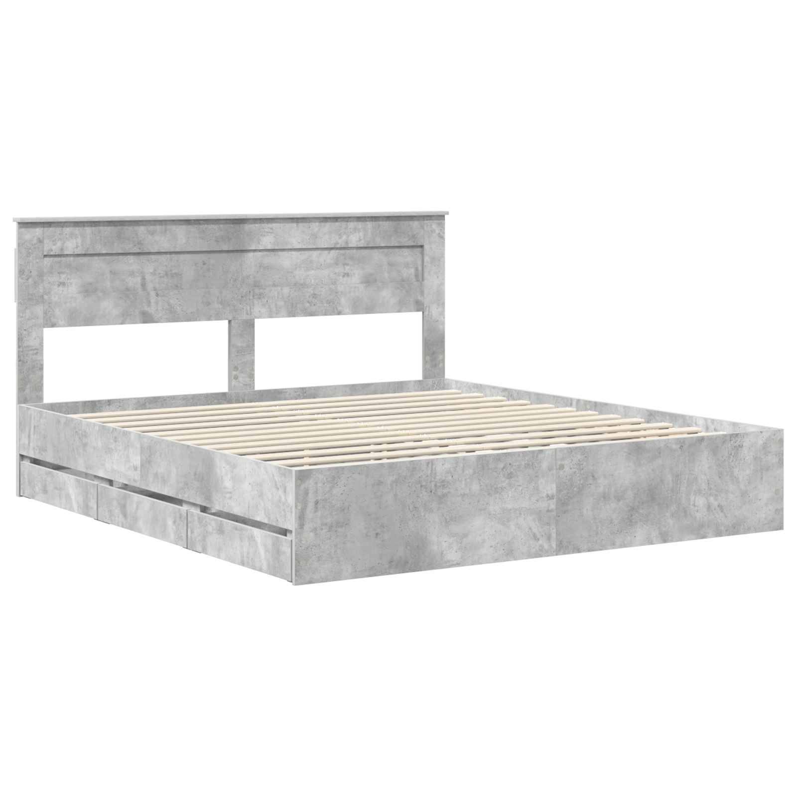 vidaXL Bettrahmen mit Kopfteil Beton Grau 200 x 200 cm Ingenieurs Holz