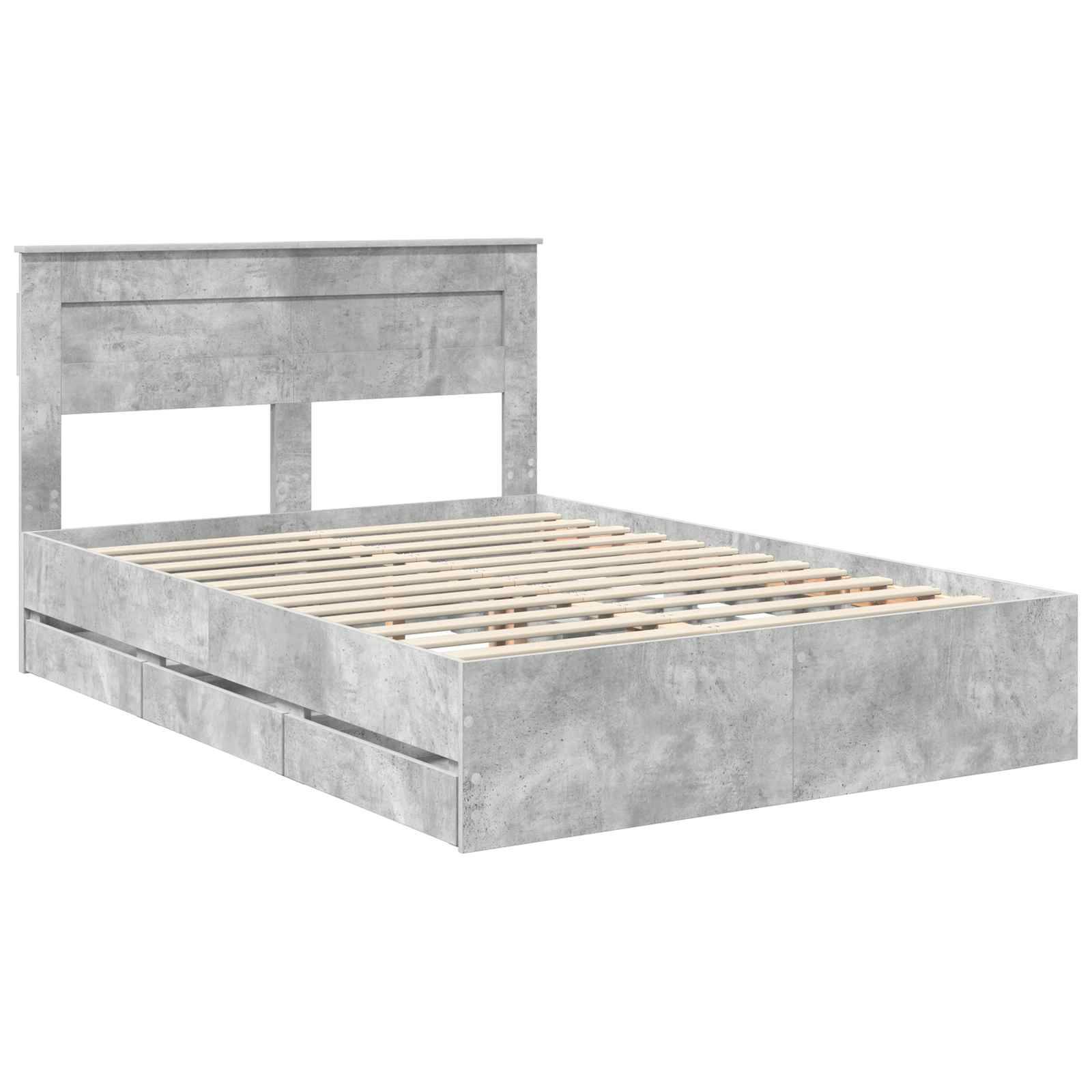 vidaXL Bettrahmen mit Kopfteil Beton Grau 160 x 200 cm Ingenieurs Holz