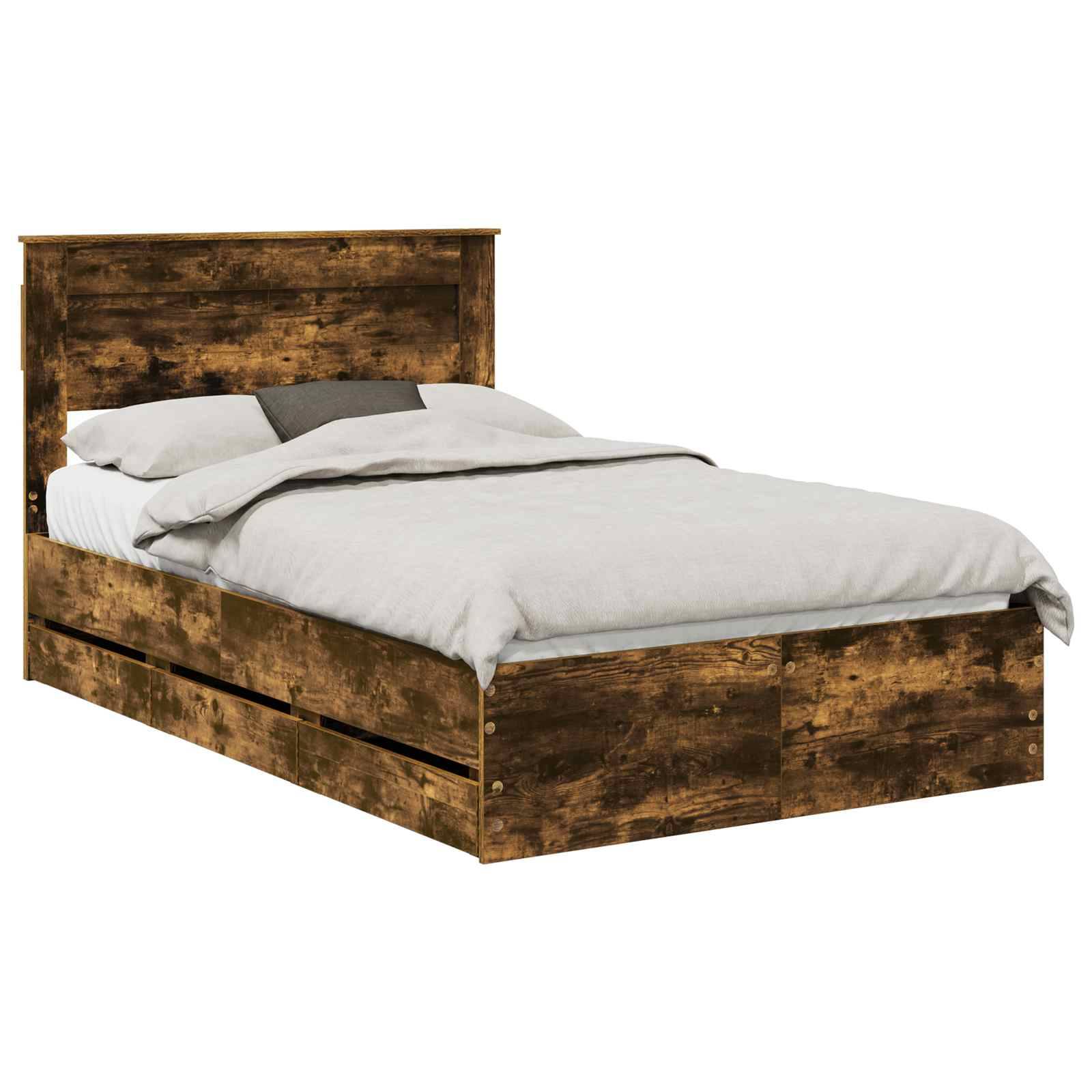 vidaXL Bettrahmen Geräucherte Eiche 120 x 190 cm Ingenieurs Holz