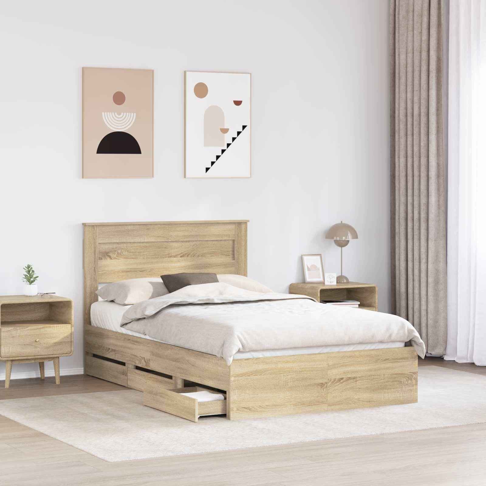 vidaXL Bettrahmen Sonoma-Eiche 120 x 190 cm Ingenieurs Holz